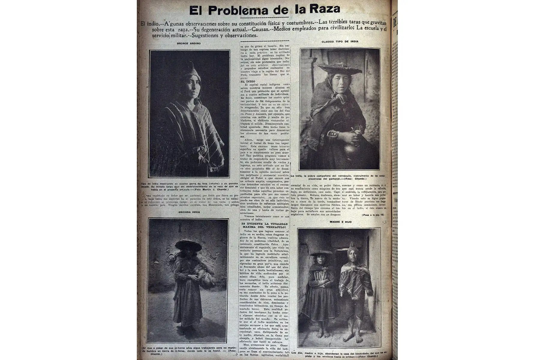 Lima - 2019 / Reproducciones del diario La Crónica con la obra del fotógrafo cusqueño Martín Chambi. Foto:Centro de Documentación deL Diario Oficial  EL PERUANO