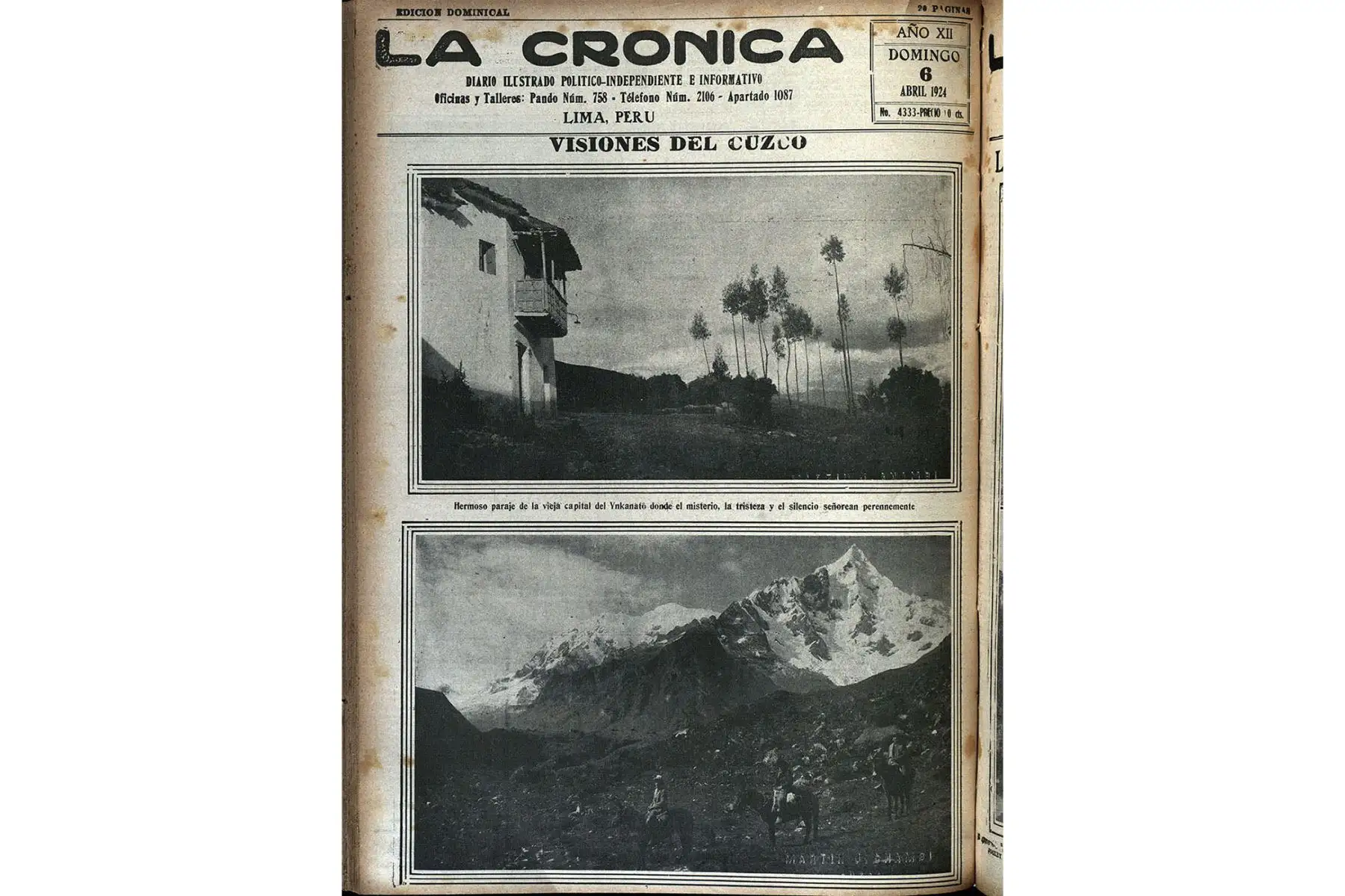 Lima - 2019 / Reproducciones del diario La Crónica con la obra del fotógrafo cusqueño Martín Chambi. Foto:Centro de Documentación del Diario Oficial  EL PERUANO