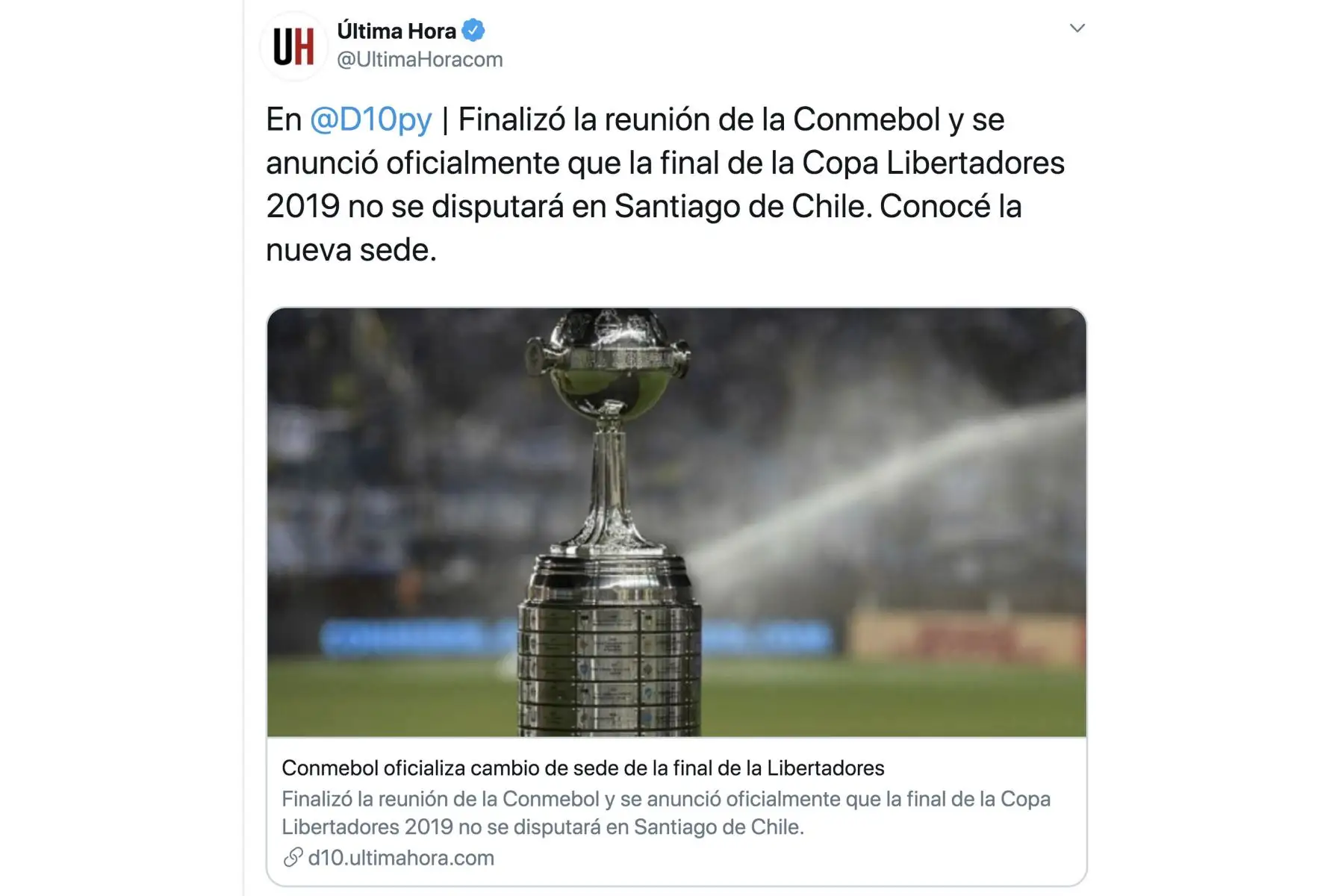 Prensa internacional informa, que Lima será  el escenario para la final de la Copa Libertadores.
Foto:Twitter