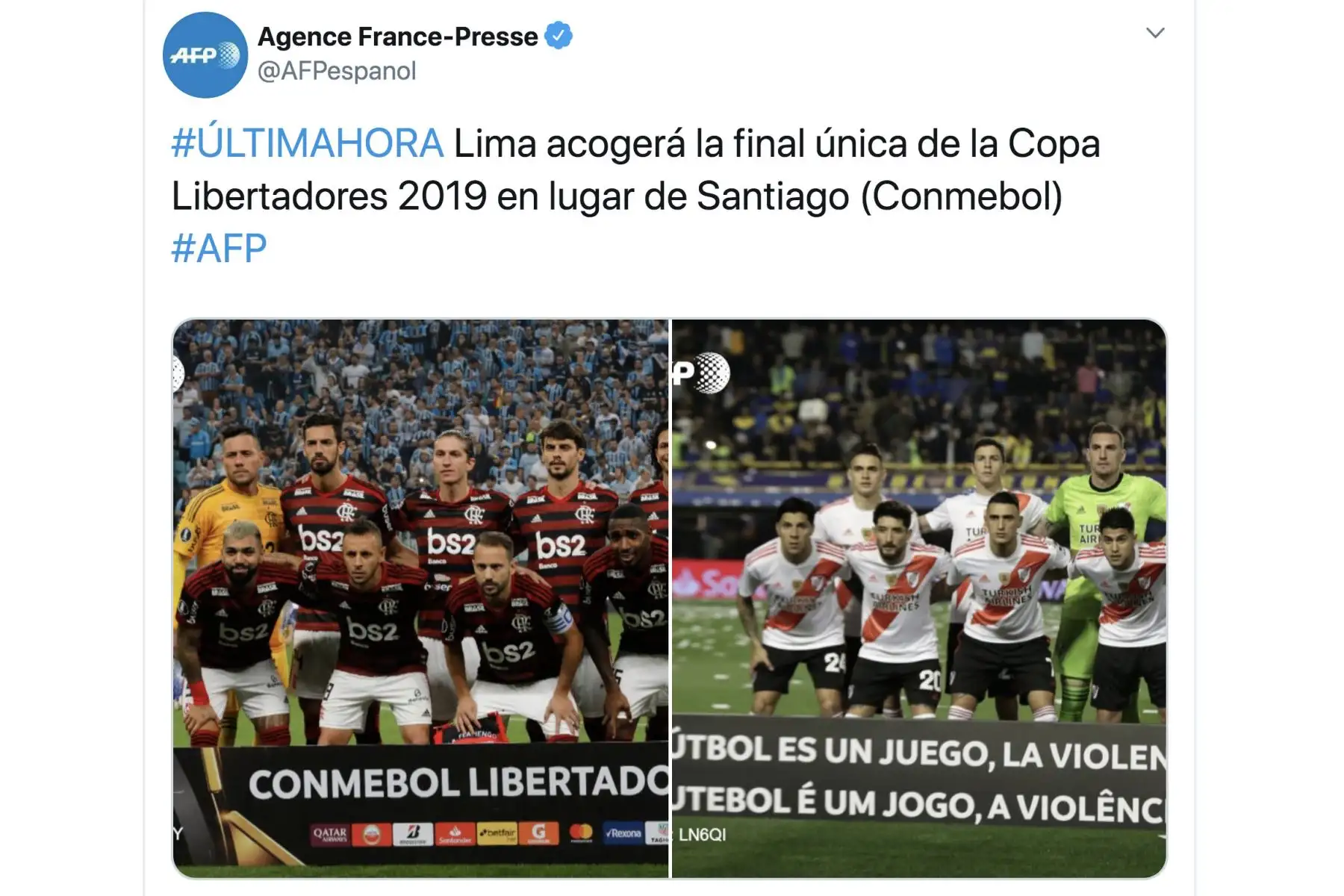 Prensa internacional informa, que Lima será  el escenario para la final de la Copa Libertadores.
Foto:Twitter