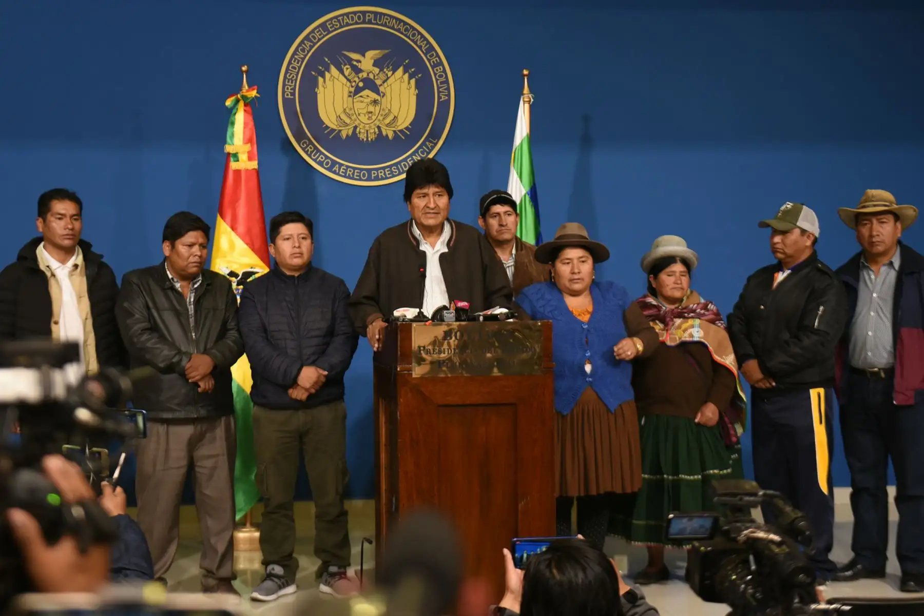 En conferencia de prensa, el presidente Evo Morales, convoca a nuevas elecciones generales en Bolivia. Foto: Agencia Boliviana de Información