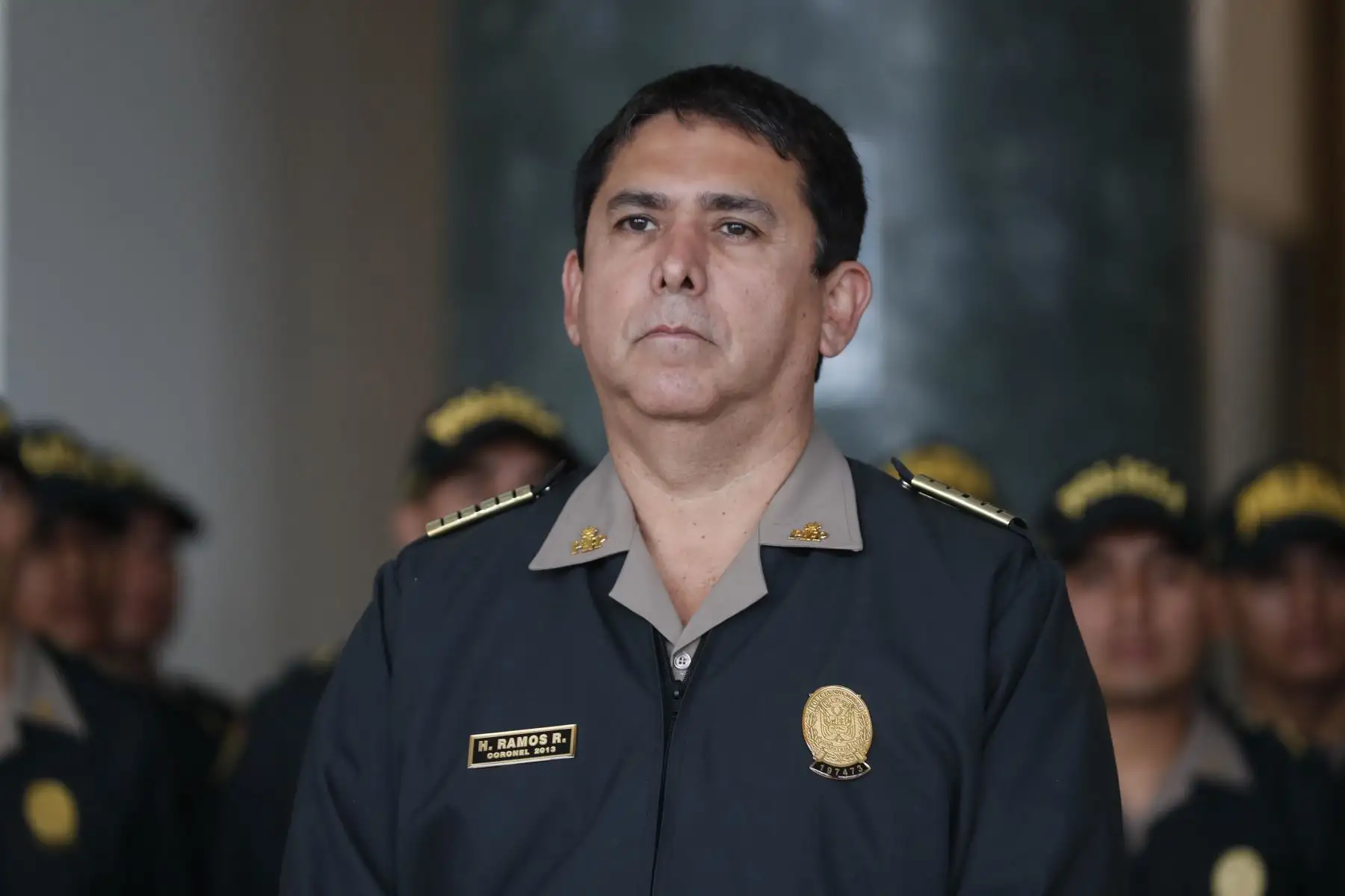 El Poder Ejecutivo, a través del Ministerio del Interior, reasignó en sus funciones a generales del Alto Mando de la Policía Nacional del Perú (PNP). En conferencia Coronel PNP Herbert Ramos Ruiz.
Foto: ANDINA/Renato PajueloFoto: ANDINA/Renato Pajuelo
