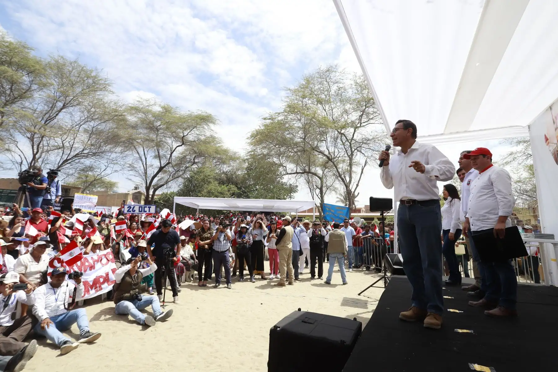 Presidente Martín Vizcarra participa en el inicio de la construcción de la planta de tratamiento de aguas residuales en la ciudad de Sullana.
Foto: ANDINA/Prensa Presidencia