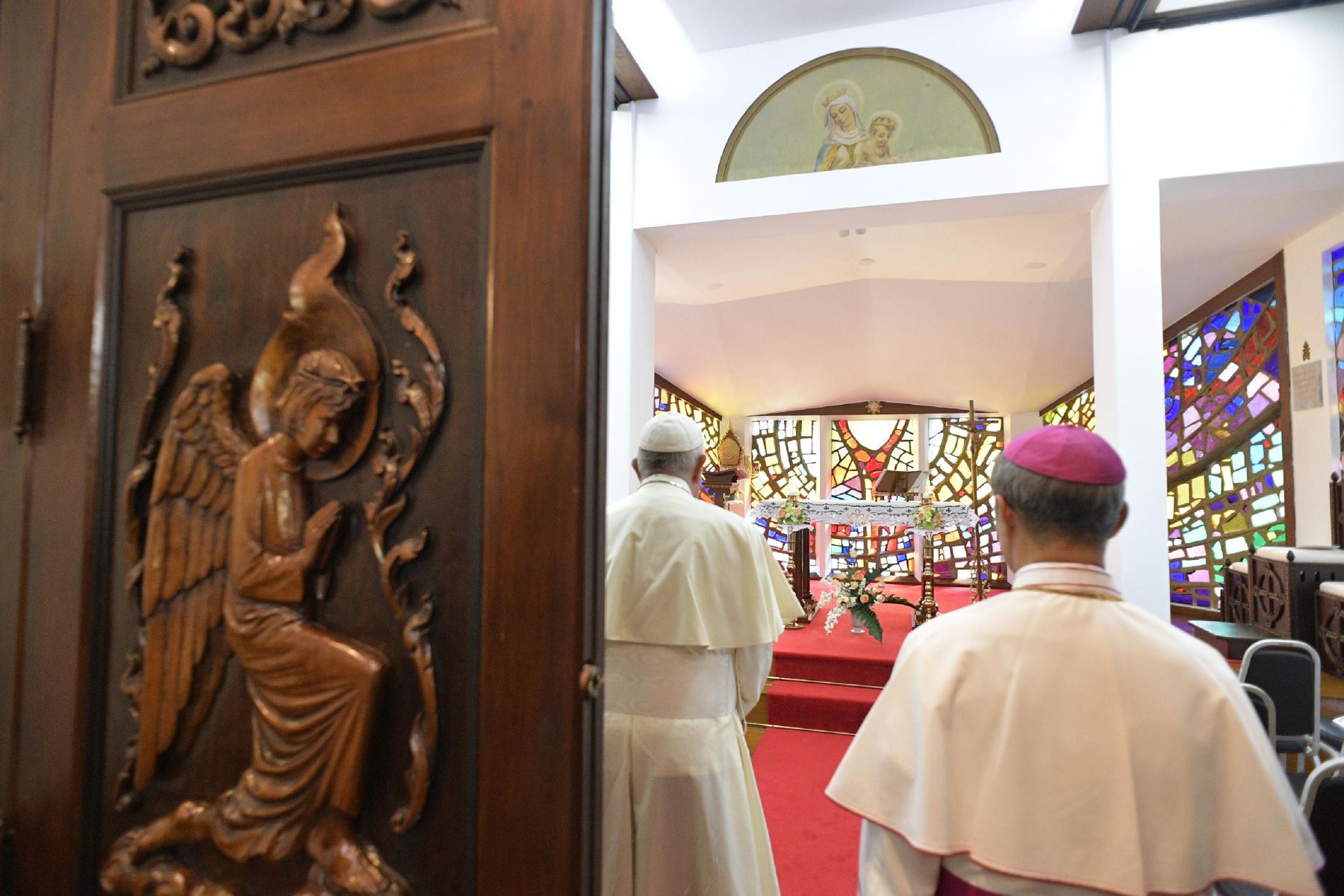 El Papa Francisco durante su llegada a la Nunciatura Apostólica de la Santa Sede en Bangkok. Foto: AFP