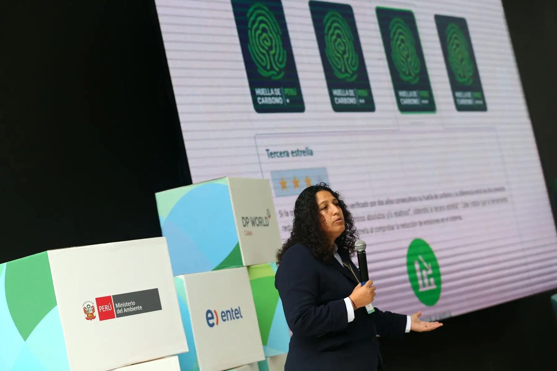 Ministra del Ambiente, Fabiola Muñoz presenta la plataforma digital "Huella de Carbono Perú". Foto: ANDINA/Melina Mejía