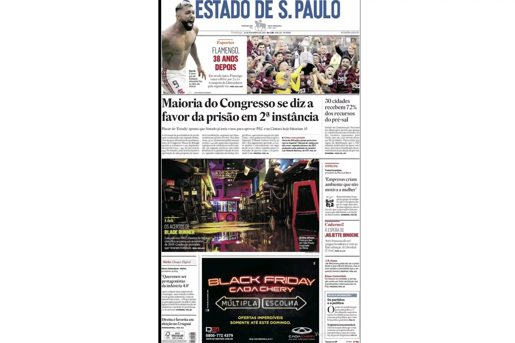 Las portadas de los diarios brasileños y portugueses destacan el histórico triunfo de Flamengo tras ganar la Copa Libertadores 2019 en Lima.