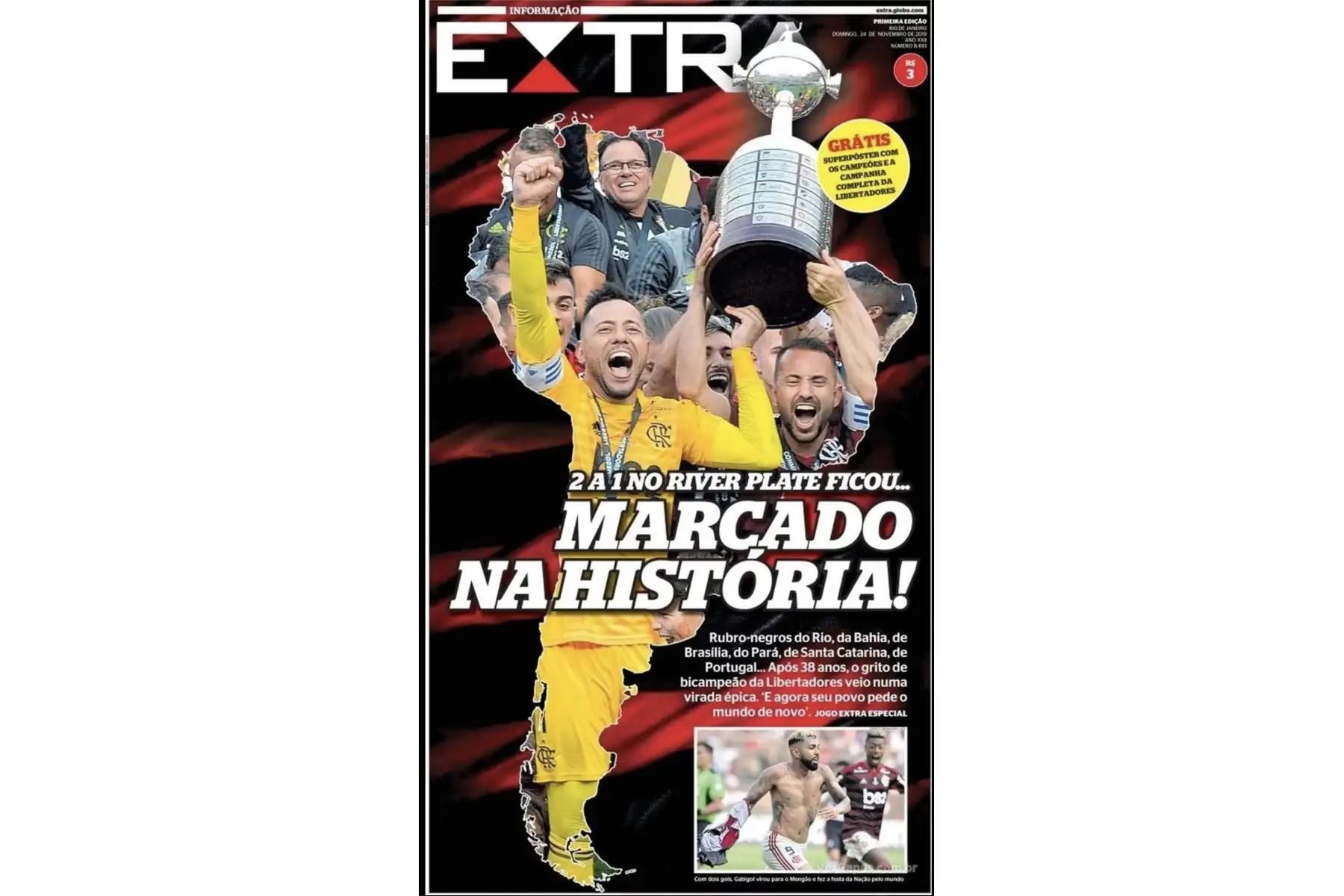 Las portadas de los diarios brasileños y portugueses destacan el histórico triunfo de Flamengo tras ganar la Copa Libertadores 2019 en Lima.