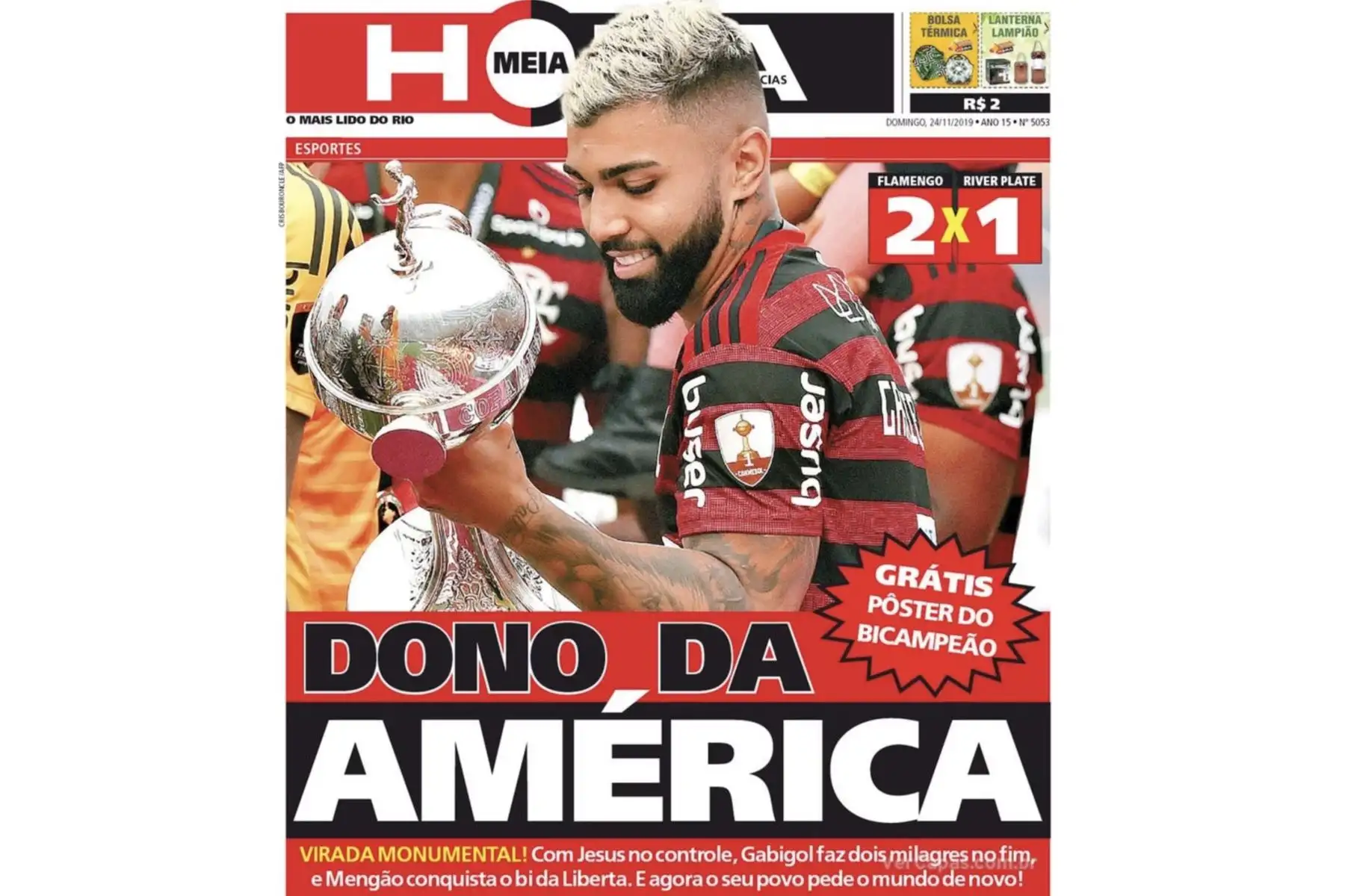 Las portadas de los diarios brasileños y portugueses destacan el histórico triunfo de Flamengo tras ganar la Copa Libertadores 2019 en Lima.