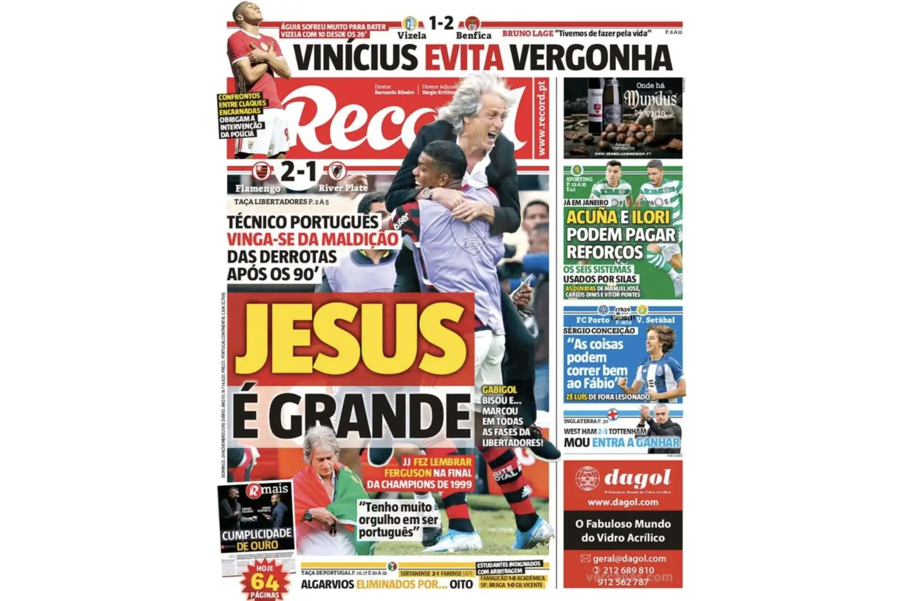 Las portadas de los diarios brasileños y portugueses destacan el histórico triunfo de Flamengo tras ganar la Copa Libertadores 2019 en Lima.
