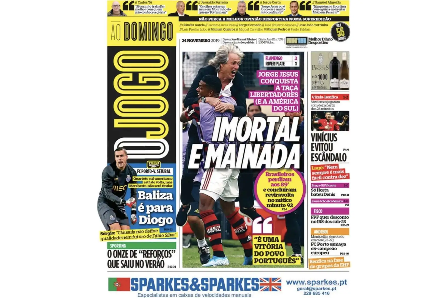 Las portadas de los diarios brasileños y portugueses destacan el histórico triunfo de Flamengo tras ganar la Copa Libertadores 2019 en Lima.