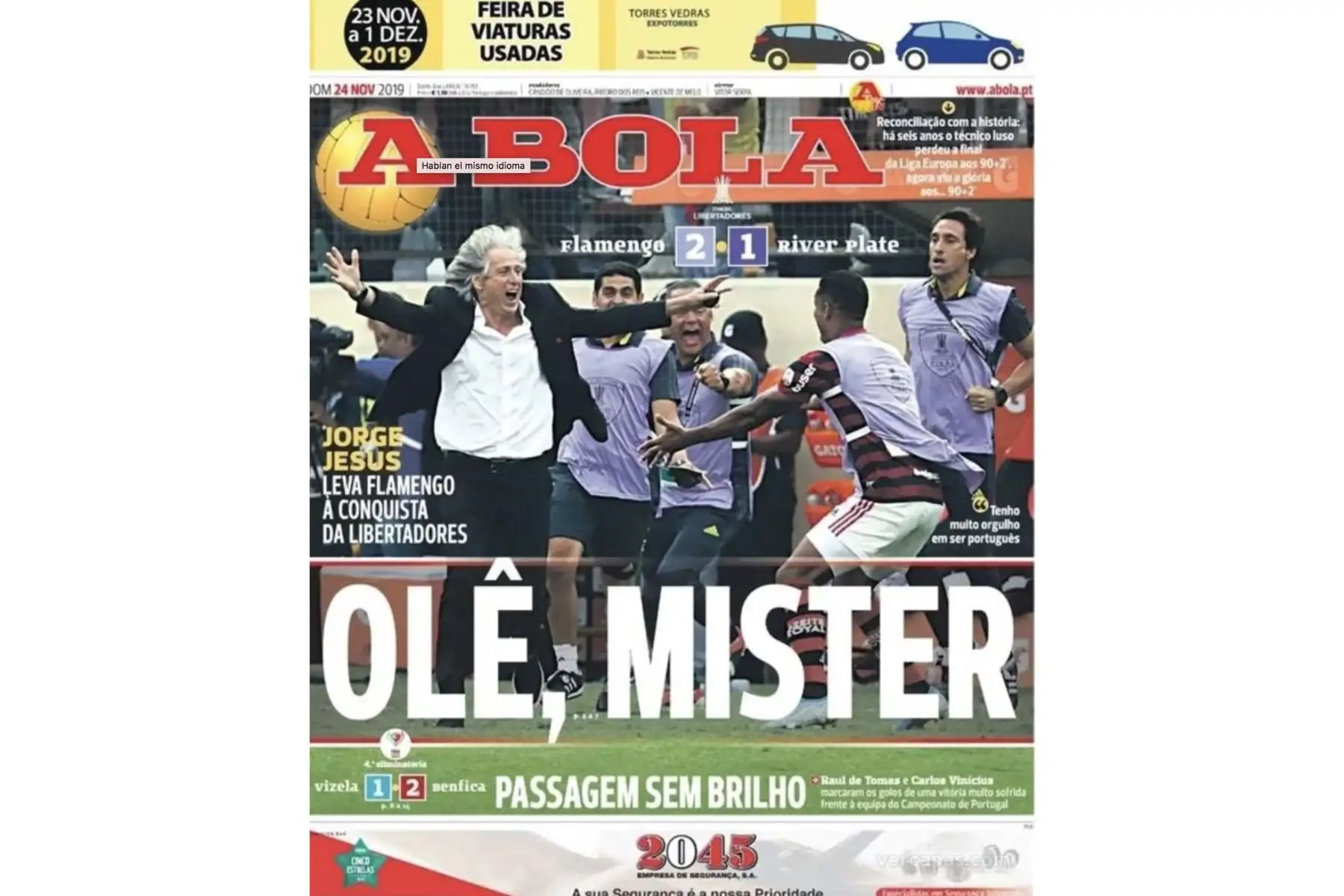 Las portadas de los diarios brasileños y portugueses destacan el histórico triunfo de Flamengo tras ganar la Copa Libertadores 2019 en Lima.