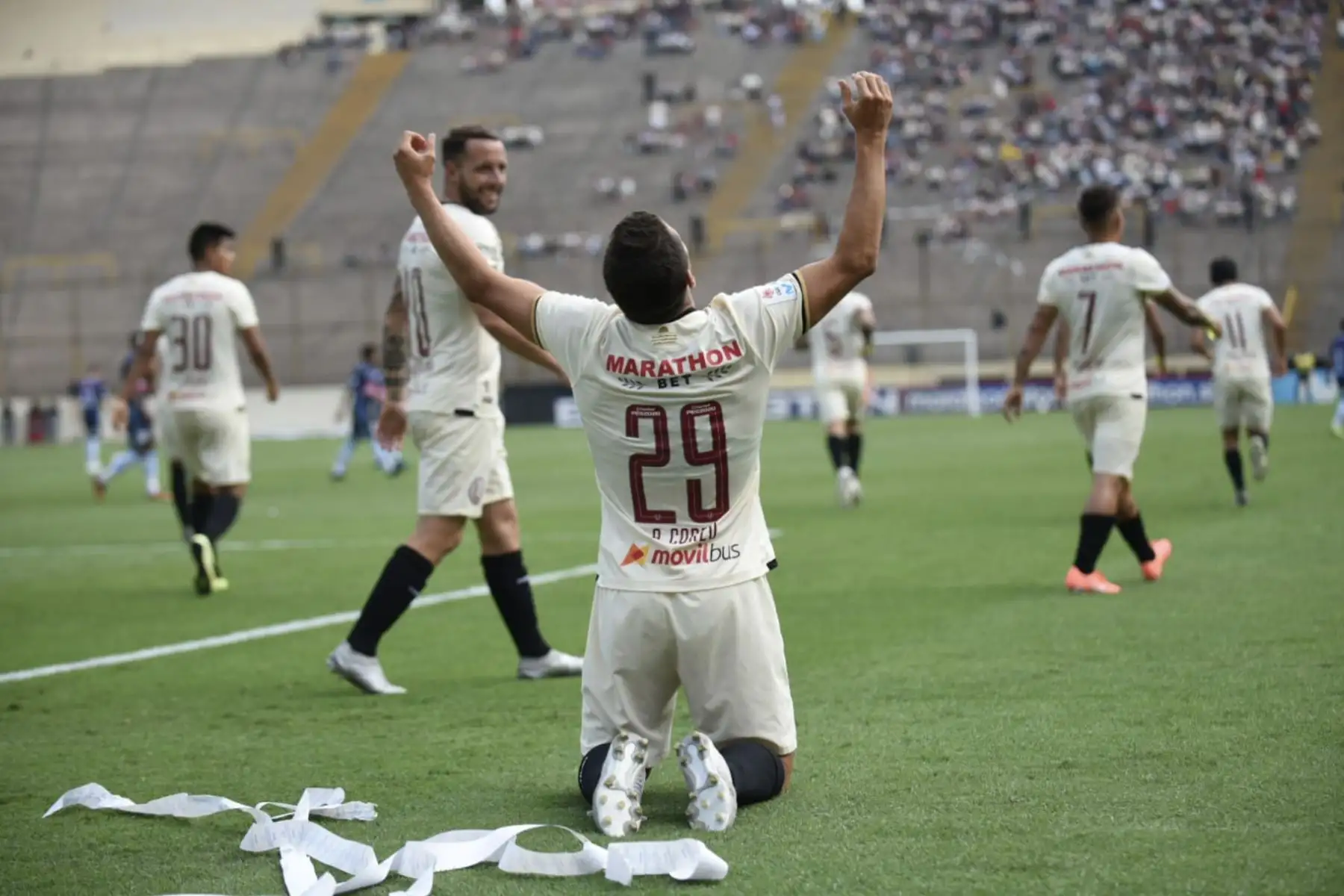 Con gol de Aldo Corzo,  Universitario gana 1 a 0 al Real Garcilaso , por la última fecha de la Liga 1 Clausura.
Foto:Twitter Movistar Liga
