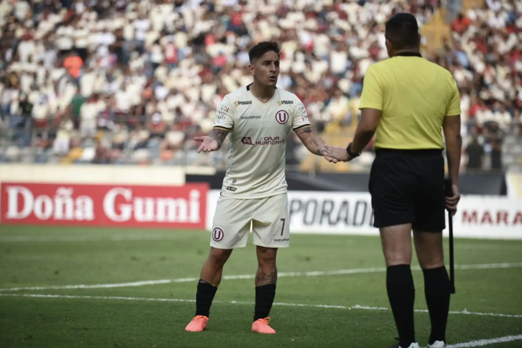 Alejandro Hohberg  de Universitario, en el partido que juega ante Real Garcilaso por la última fecha de la Liga 1 Clausura.
Foto:Twitter Movistar Liga