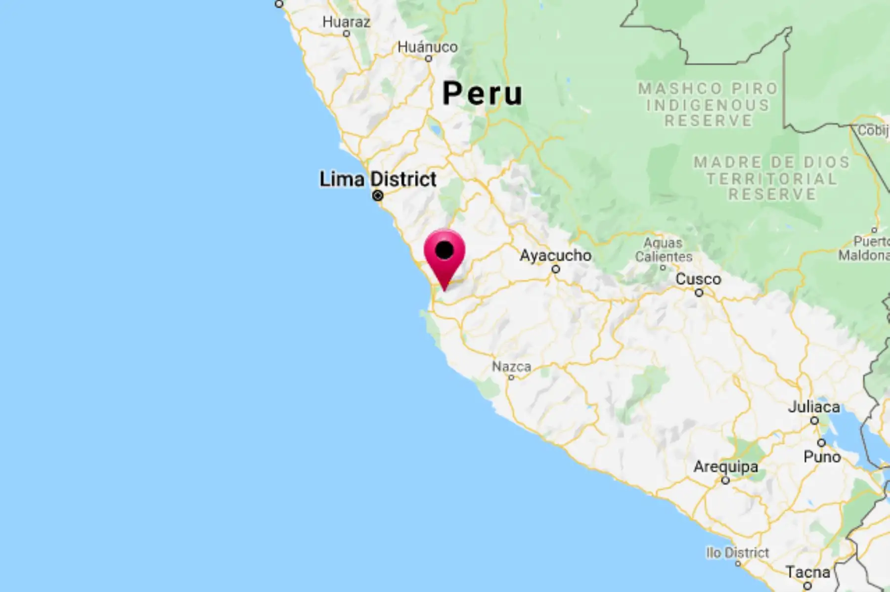 El epicentro del sismo de magnitud 4.3 se ubicó cerca de la localidad de Tambo de Mora, provincia iqueña de Chincha. INTERNET/Medios