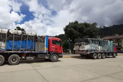 Doce vehículos pesados movilizaron la ayuda humanitaria para las familias afectadas en la provincia de Pomabamba, región Áncash.