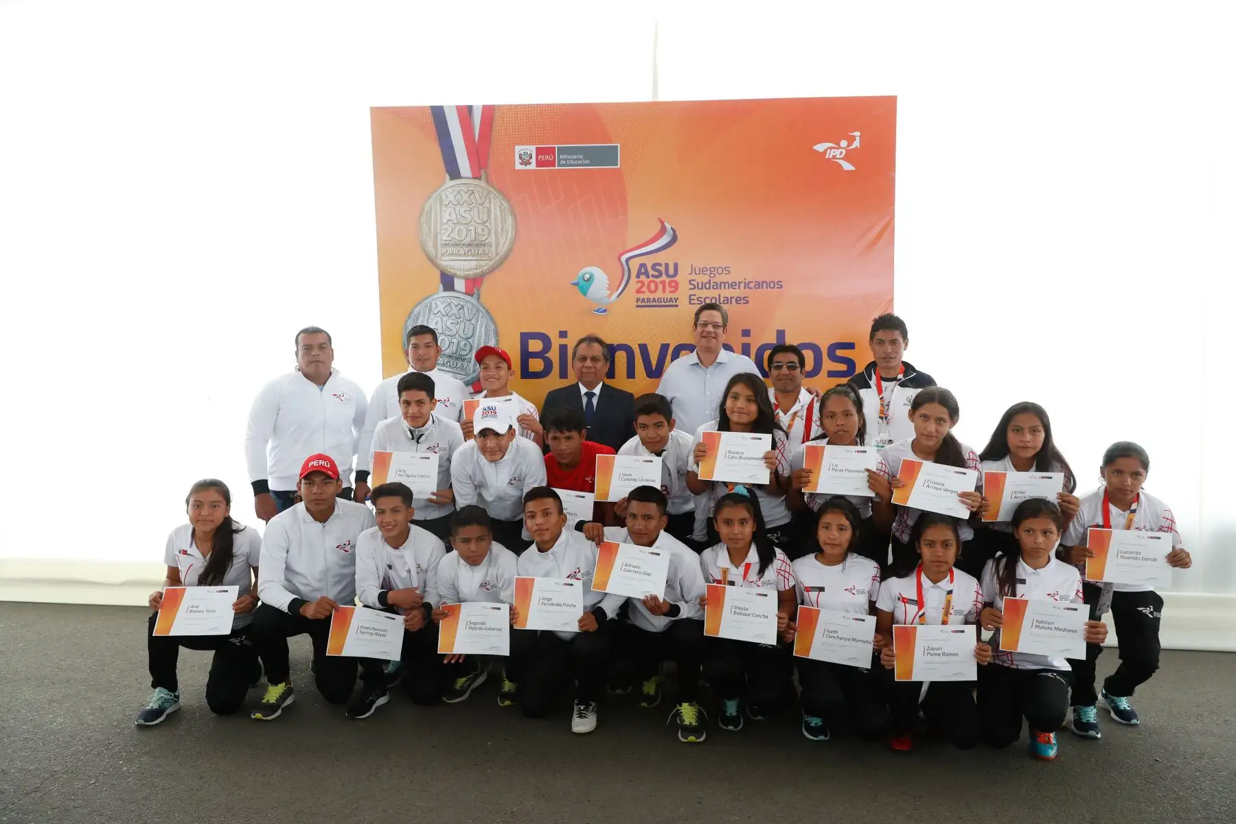 Ministerio de Educación, Brinda reconocimiento a delegación de  participantes de los Juegos Sudamericanos Escolares Asunción 2019. Foto: ANDINA/Renato Pajuelo