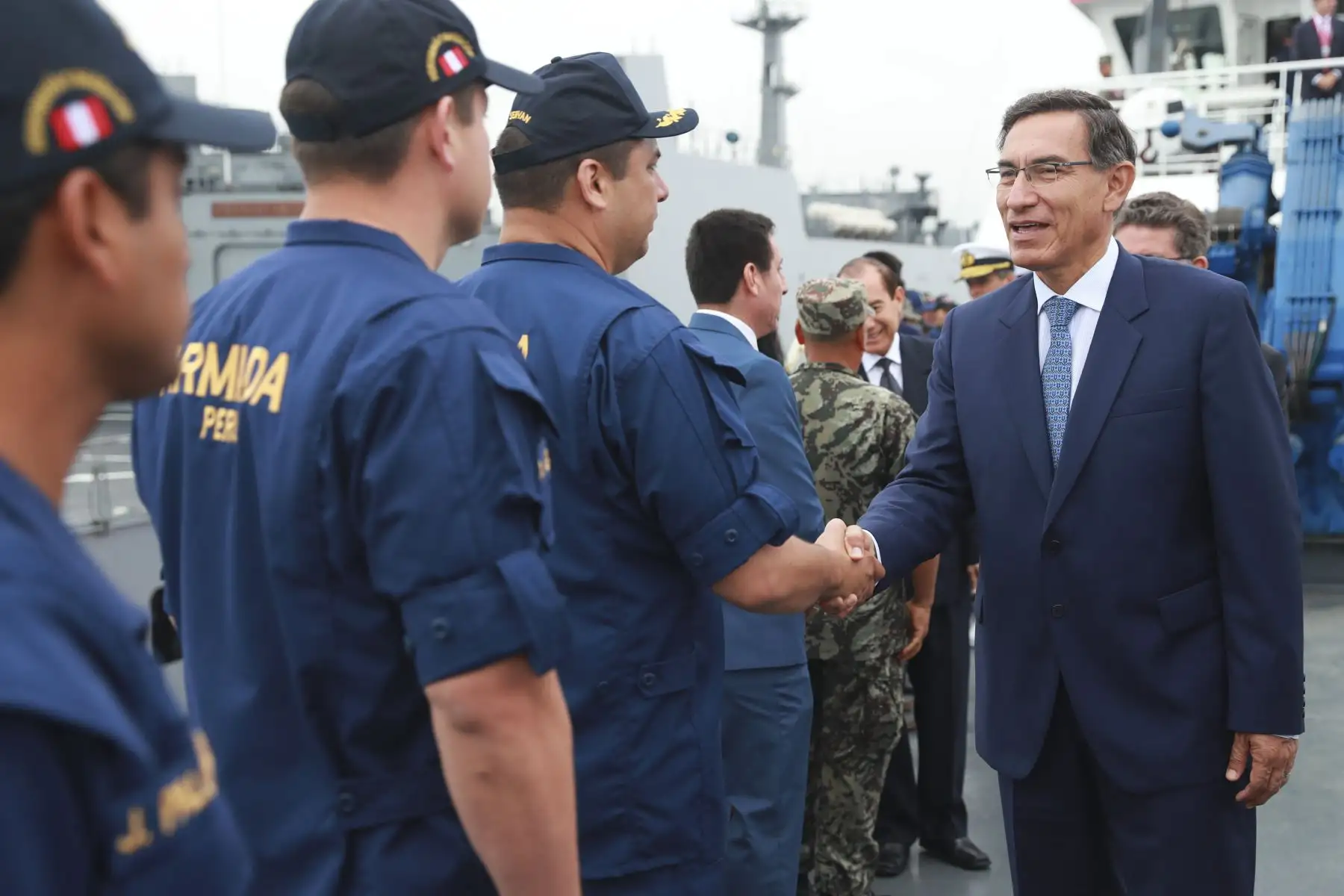 El Presidente de la república Martin Vizcarra, asiste a la ceremonia del zarpe del Buque Oceanográfico B.A.P. Carrasco a la Antártida. Foto: ANDINA/ Prensa Presidencia
