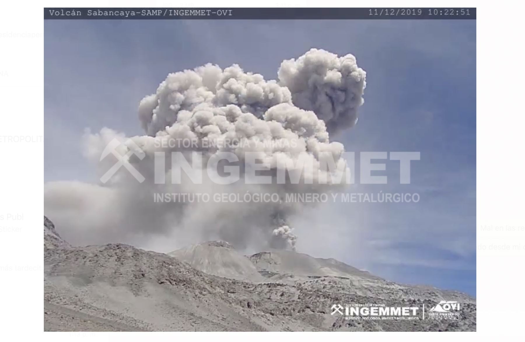El volcán Sabancaya (Arequipa) empezó su proceso eruptivo hace más de tres años y en los últimos días se observan columnas más voluminosas. Foto: ANDINA/Difusión
