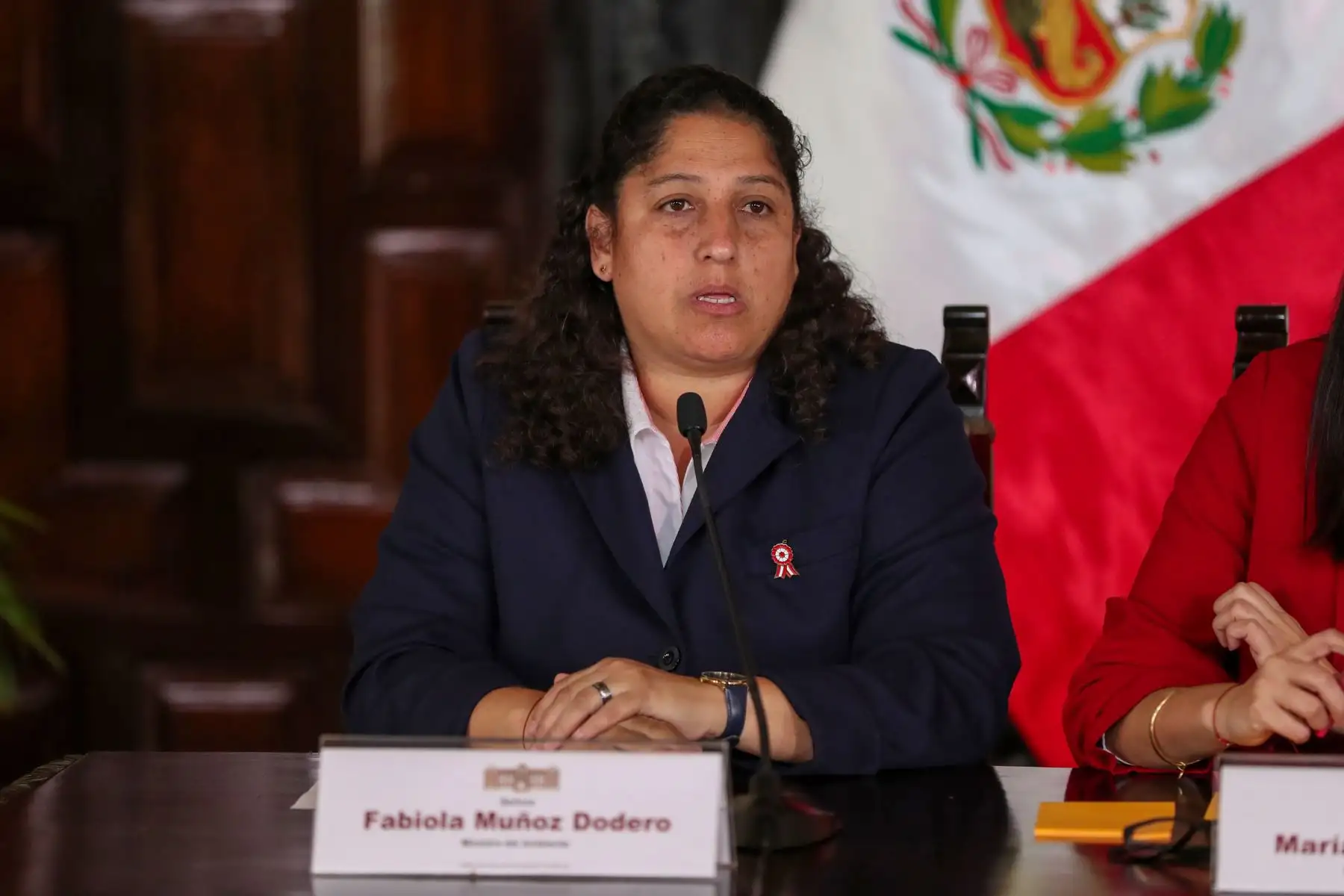Ministra del Ambiente, Fabiola Muñoz brinda una conferencia de prensa sobre los acuerdos adoptados en sesión del Consejo de Ministros.
Foto: PCM