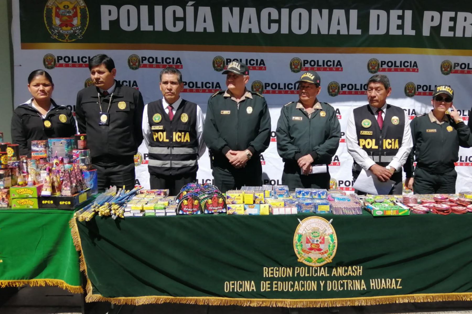 Autoridades incautan productos pirotécnicos ilegales valorizados en S/ 40,000 en Huaraz, en Áncash. ANDINA/Difusión
