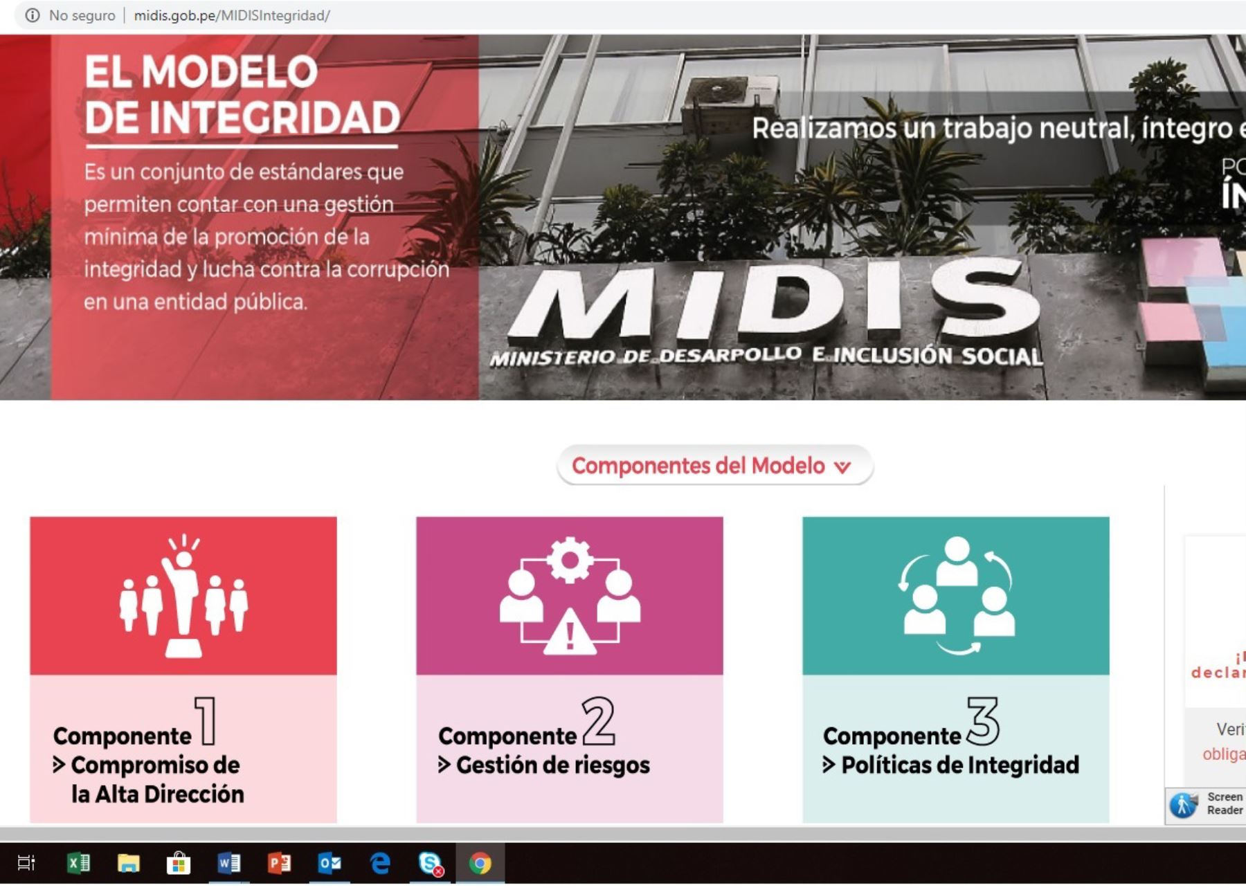 Portal web Midis Integridad.