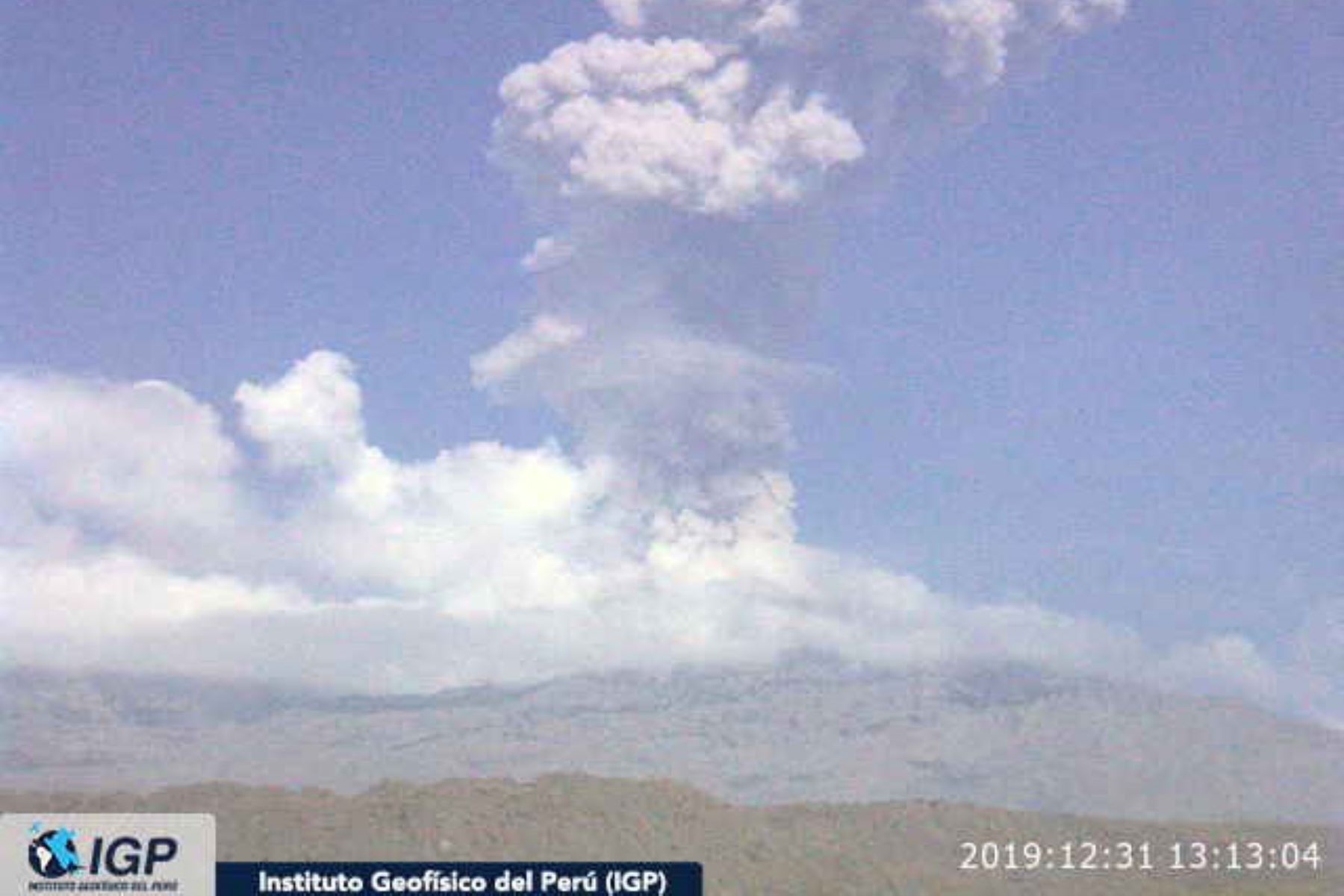 El Instituto Geofísico del Perú (IGP) reportó una nueva explosión en el volcán Sabancaya, en Arequipa. ANDINA/Difusión