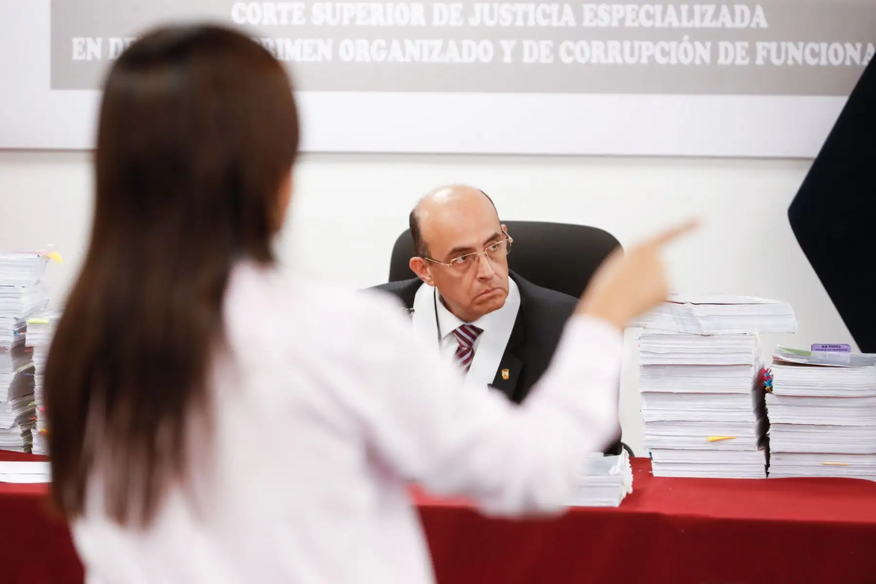 Juez Víctor Zúñiga preside audiencia de prisión preventiva contra Keiko Fujimori. Foto: ANDINA/Renato Pajuelo