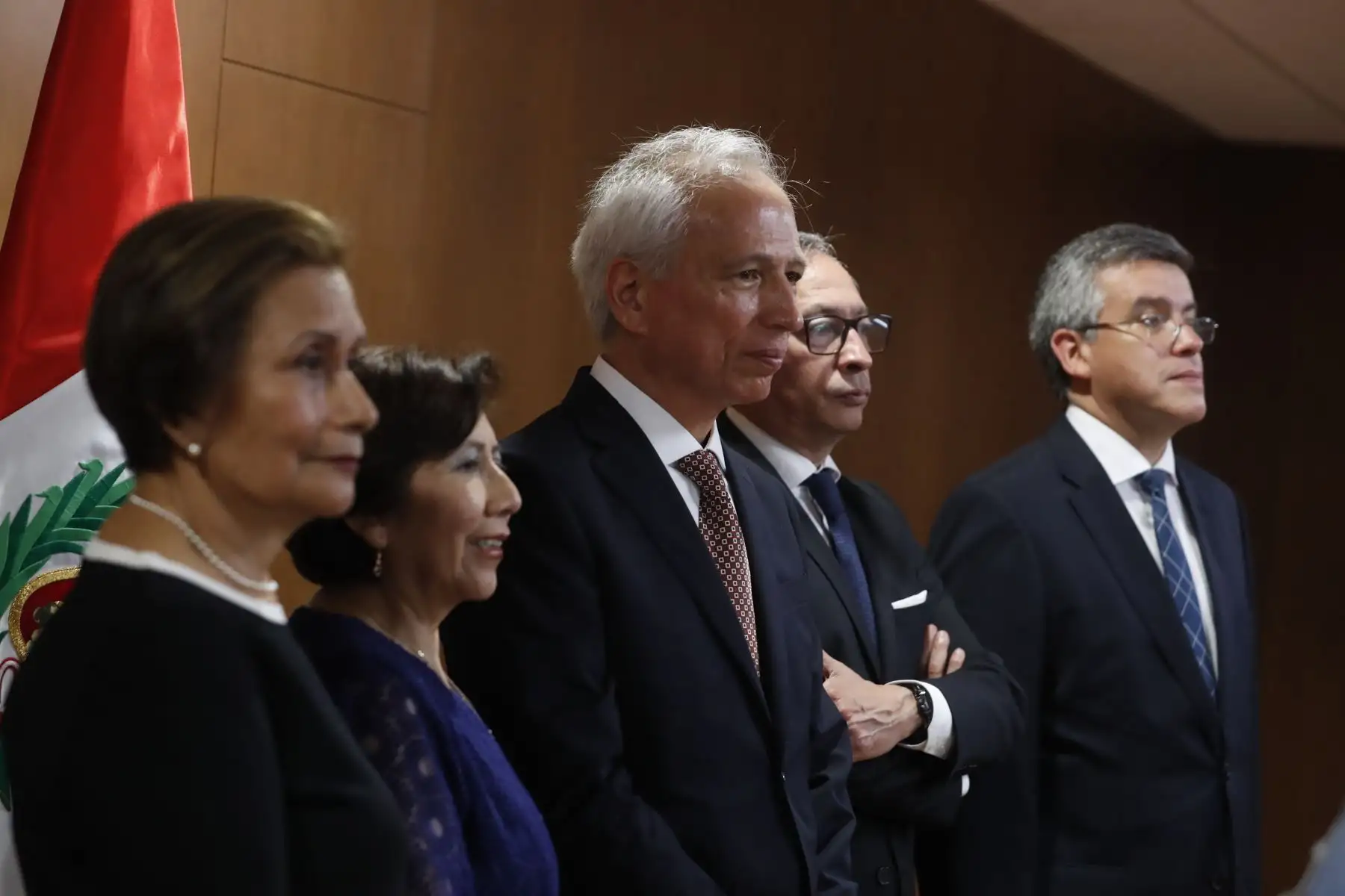 Instalación de los miembros de la Junta Nacional de Justicia, la exjueza Luz Inés Tello; la exfiscal Imelda Tumialán ; el exministro de Justicia Aldo Vásquez; el exviceministro Henry José Ávila Herrera; y el abogado Antonio Humberto de la Haza 
Foto: ANDINA/Renato Pajuelo