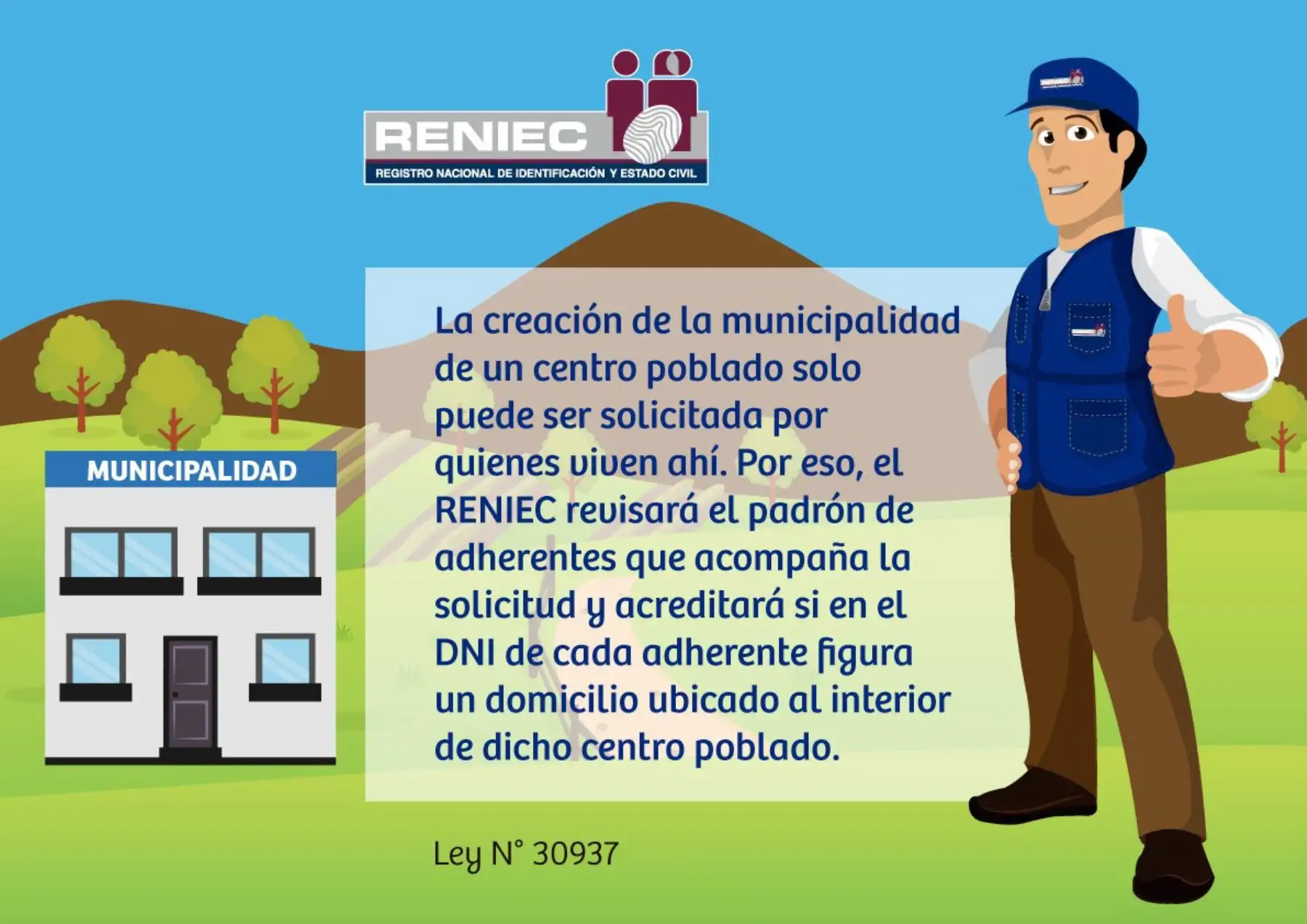 Reniec acredita domicilios de adherentes para creación de municipalidades de centros poblados