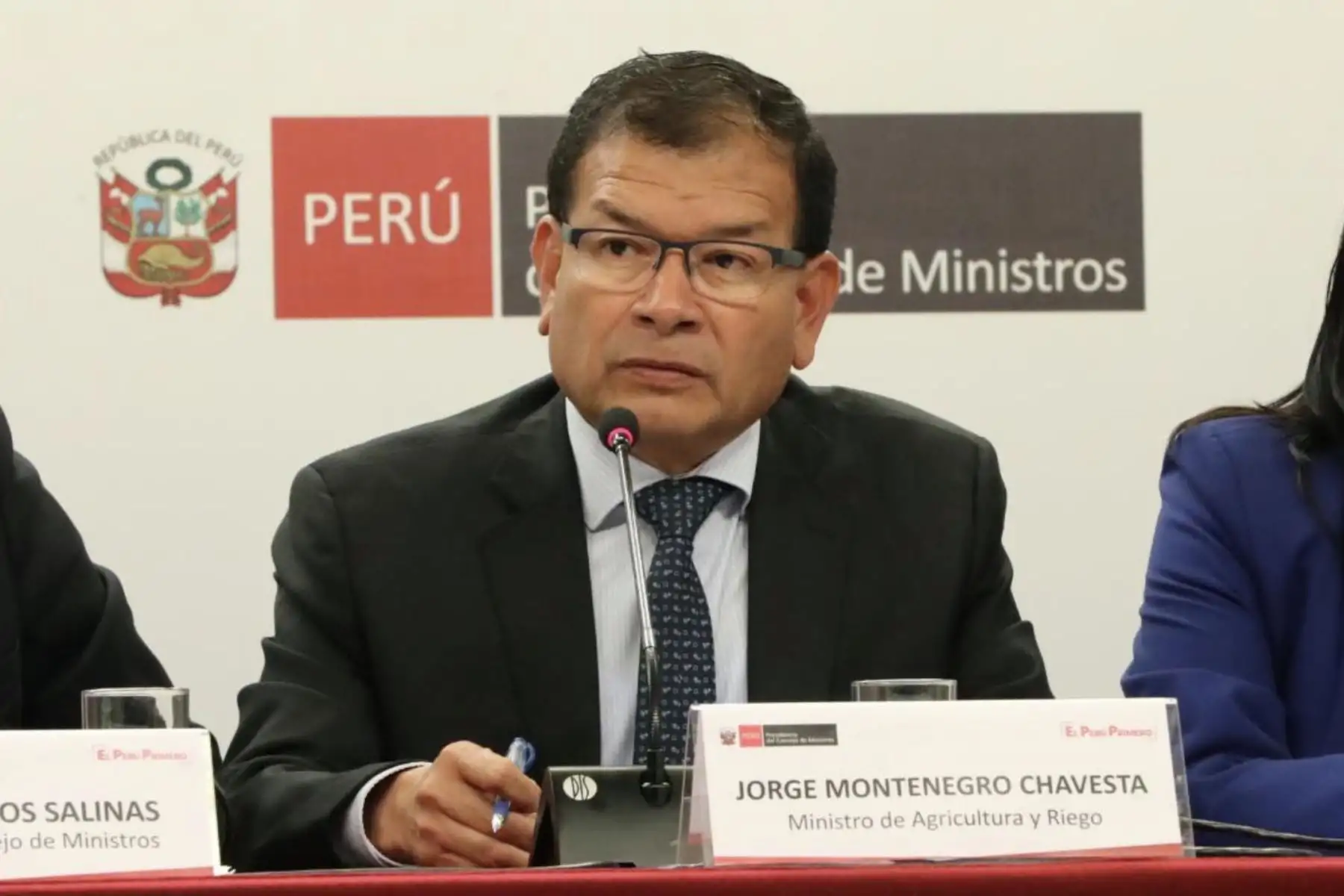 Ministro de Agricultura, Jorge Montenegro participa en la Conferencia de prensa para brindar alcances sobre los acuerdos adoptados hoy durante la sesión del Consejo de Ministros.
Foto: ANDINA/PCM