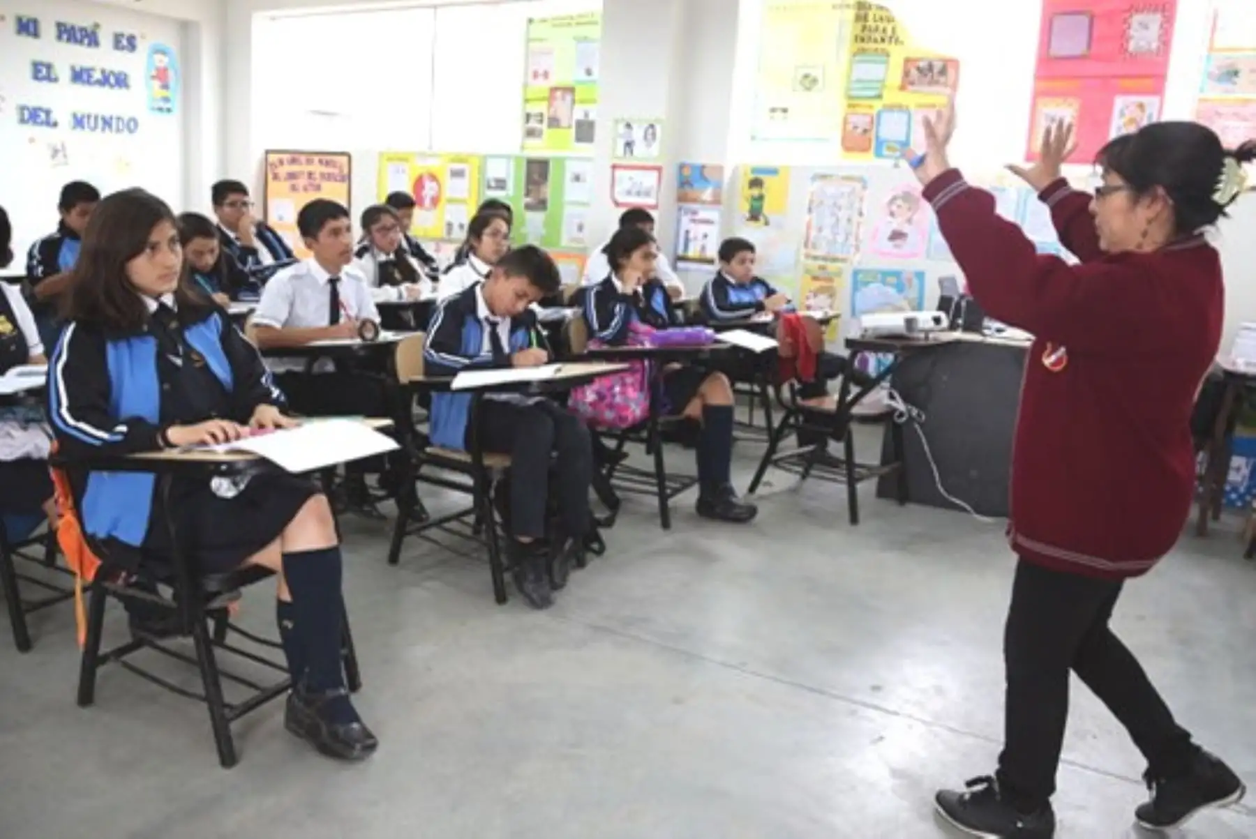 Profesora en dictado de clase. ANDINA/Difusión