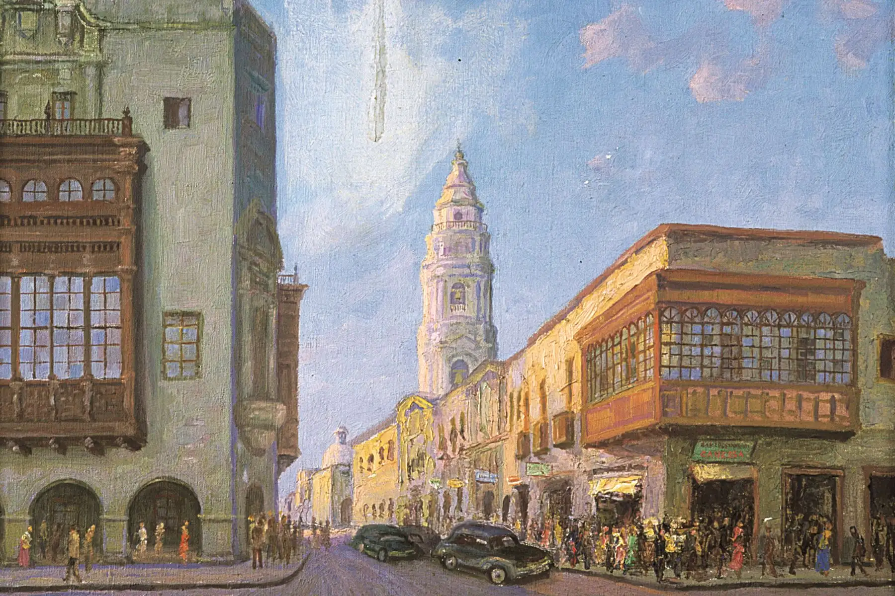 Calle de Palacio y Correo, pintura de Bernardo de Rivero. Foto: ANDINA/archivo