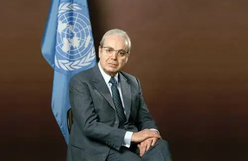 Naciones Unidas, Nueva York - 01 marzo 1987 / Retrato de Javier Pérez de Cuellar, secretario general de las Naciones Unidas. Foto: United Nations