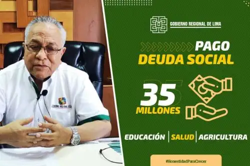 El gobernador regional de Lima, Ricardo Chavarría Oria, anunció el pago de la deuda social con los trabajadores activos y cesantes de los sectores educación, salud y agricultura, para lo cual destinará un presupuesto de 35 millones de soles.