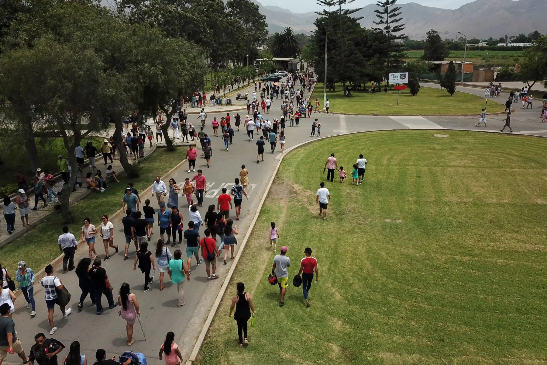 Imagenes tomadas con dron de la multitud de personas que llegan al centro de votación de la Universidad Agraria por las Elecciones Congresales Extraordinarias 2020. Foto: ANDINA/Juan Carlos Guzmán