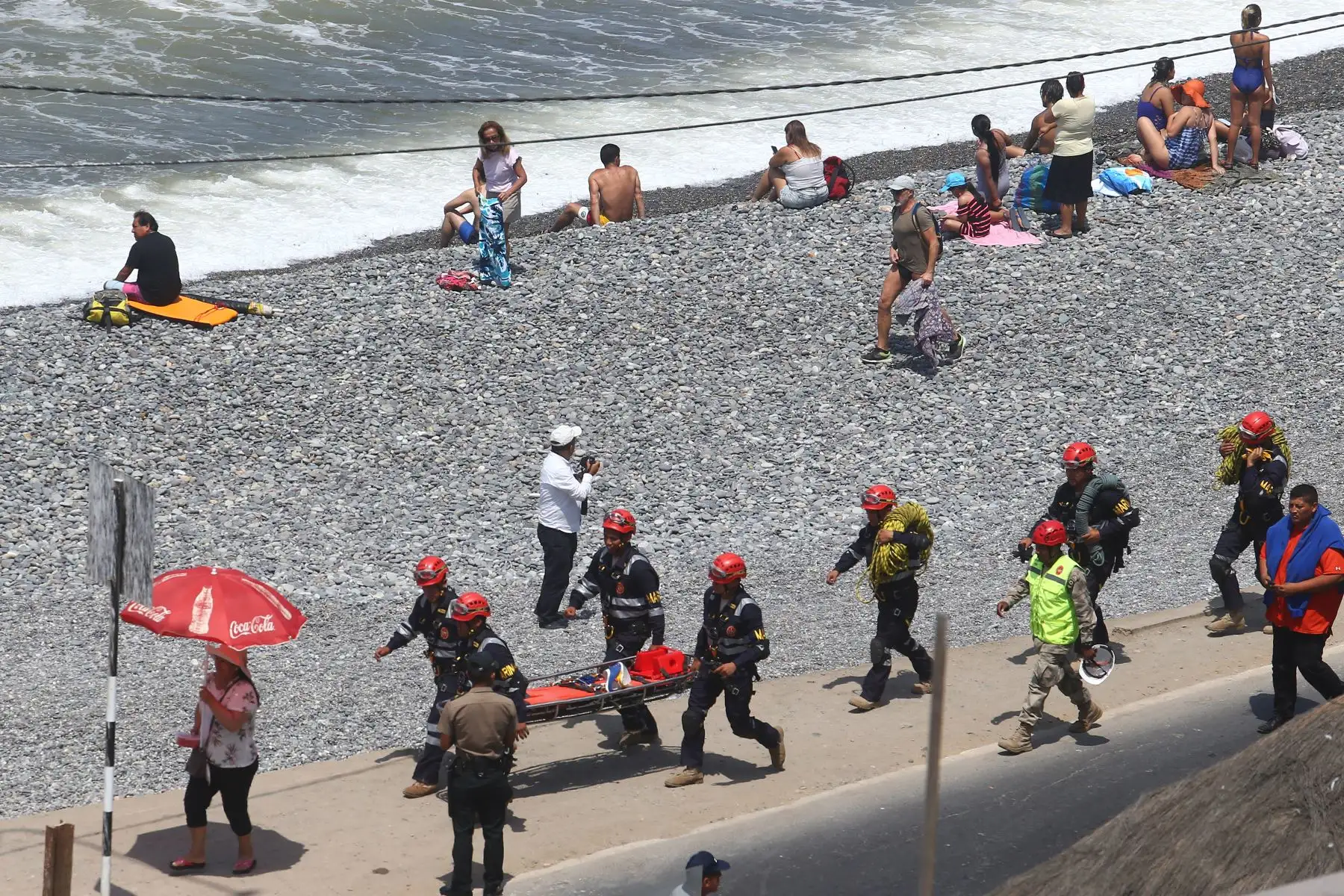 Simulacro de Tsunami en la Costa Verde.Foto:ANDINA/Hector Vinces.