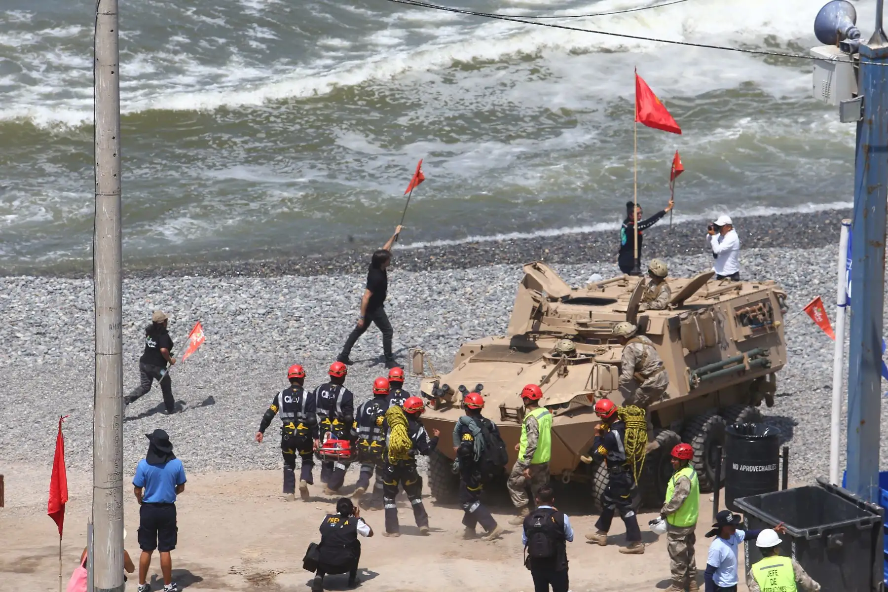 Simulacro de Tsunami en la Costa Verde.Foto:ANDINA/Hector Vinces.