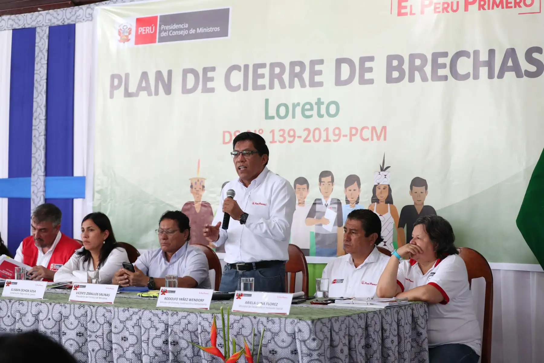Jefe de gabinete, Vicente Zeballos junto a ministros de Estado presentan Plan Cierre de Brechas. Foto: ANDINA/Difusión