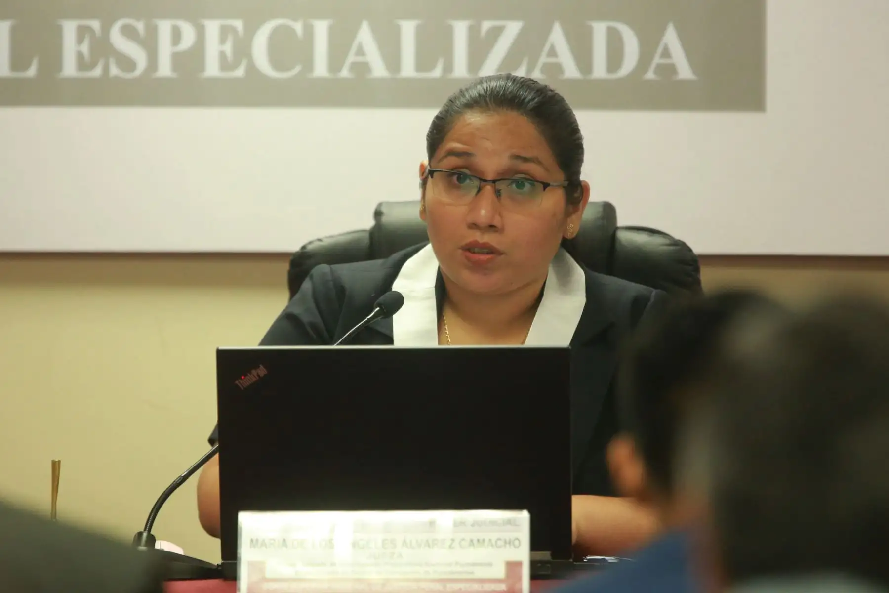 La jueza María Álvarez Camacho, preside la audiencia de prisión preventiva contra el exalcalde de Lima, Luis Castañeda Lossio, y otros investigados en presuntos aportes que habría recibido de la empresa OAS..Foto: ANDINA/Jhony Laurente