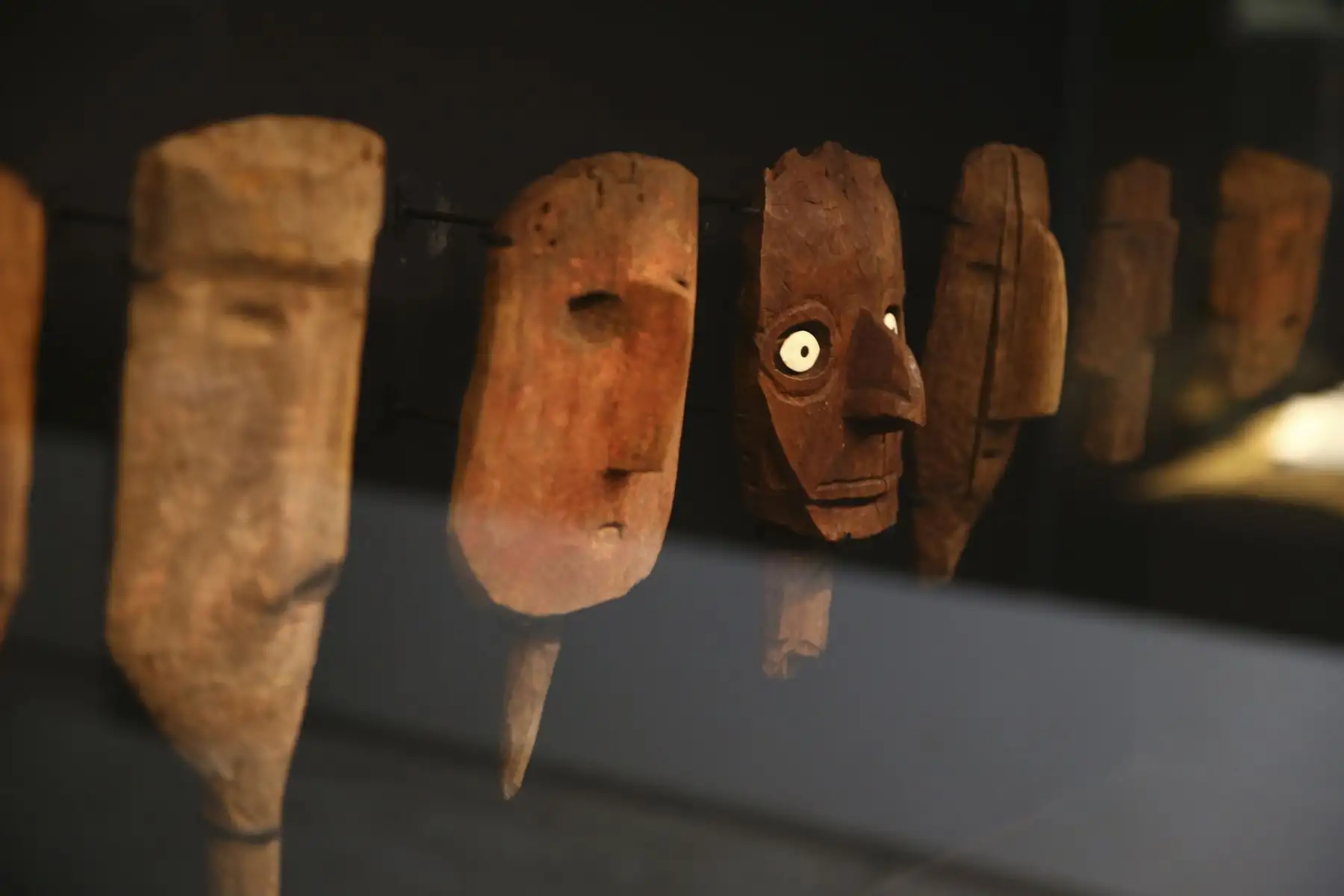 Máscaras funerarias son exhibidas en el Museo de Sitio de Pachacamac. Foto: ANDINA/Jhonel Rodríguez Robles