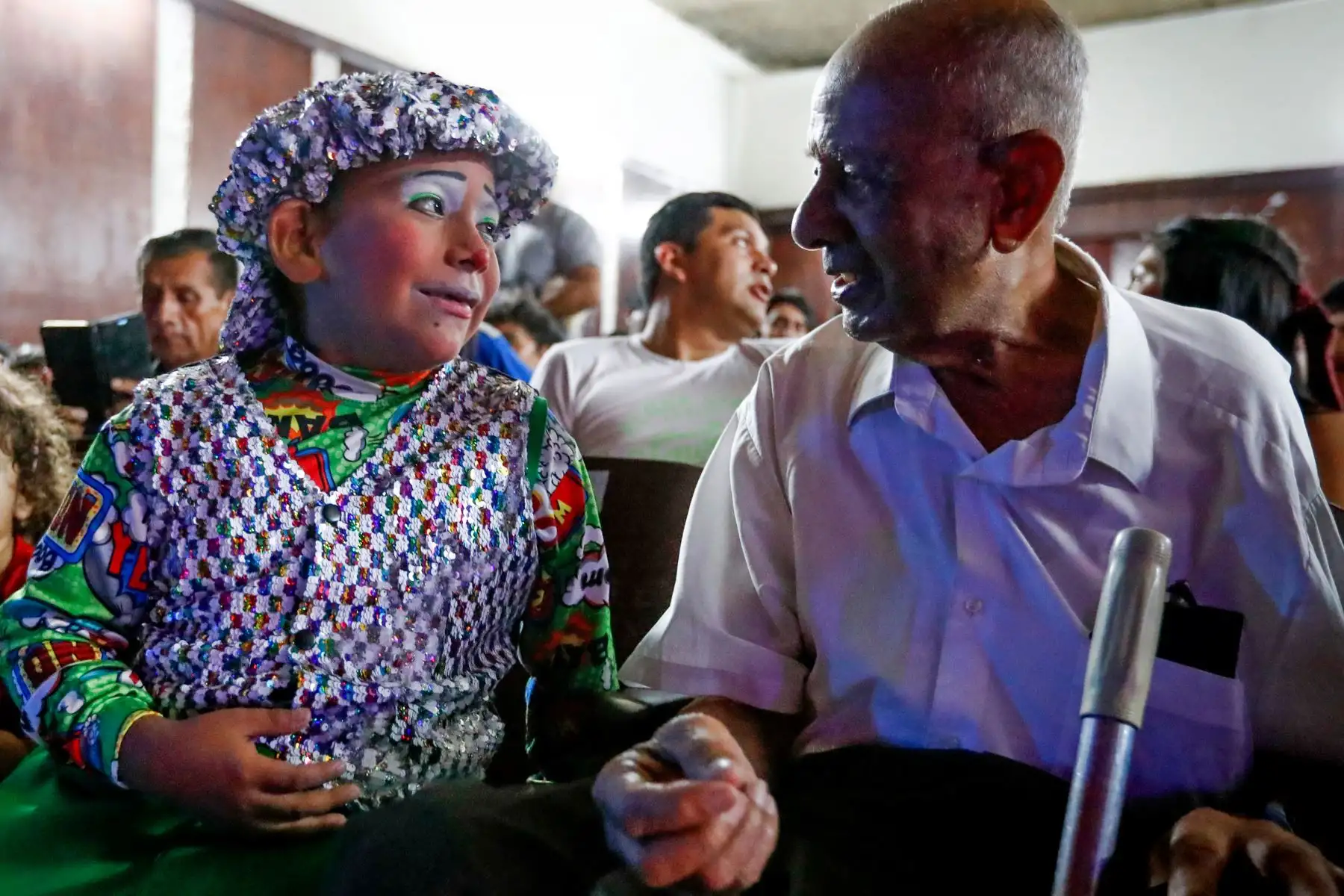 Homenaje a Ricardo Farfán, conocido en el ambiente artístico como el payaso "Pitito" por sus 96 años. Foto: ANDINA/Carlos Lezama
