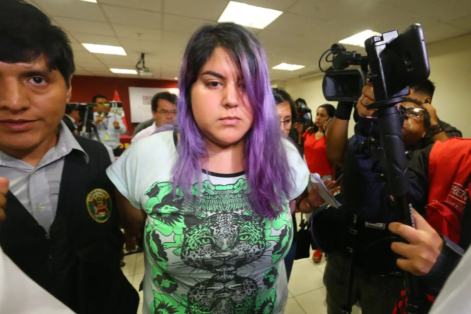 Tercer Juzgado de Investigación Preparatoria Transitoria realizó Audiencia de Control de Identidad a Andrea Regina Aguirre Concha y Kevin Alexander Villanueva Castillo, investigados por el asesinato de la Activista Solsiret Rodríguez Aybar. Foto:ANDINA/ Héctor Vinces