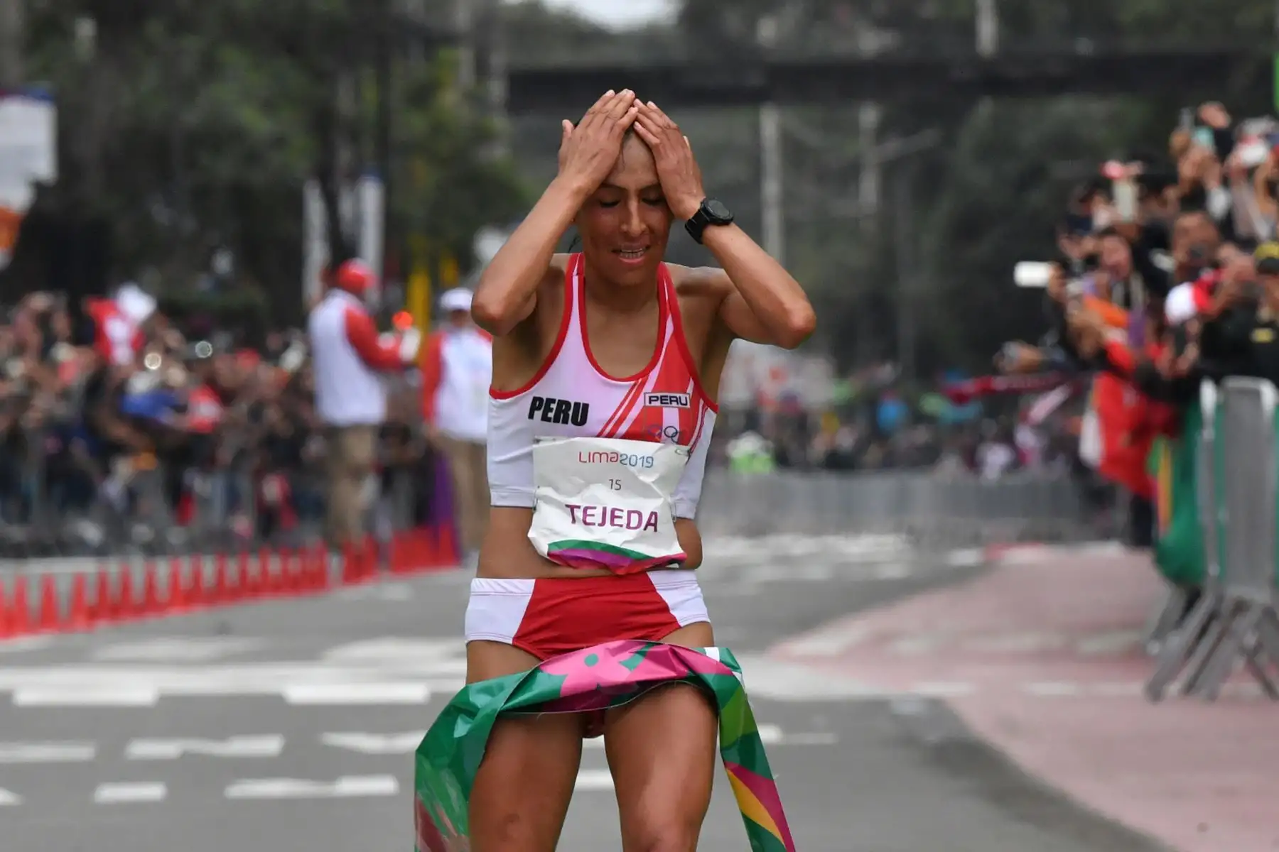 Gladys Tejeda gana la maratón femenino en los Juegos Panamericanos Lima 2019. Foto: AFP