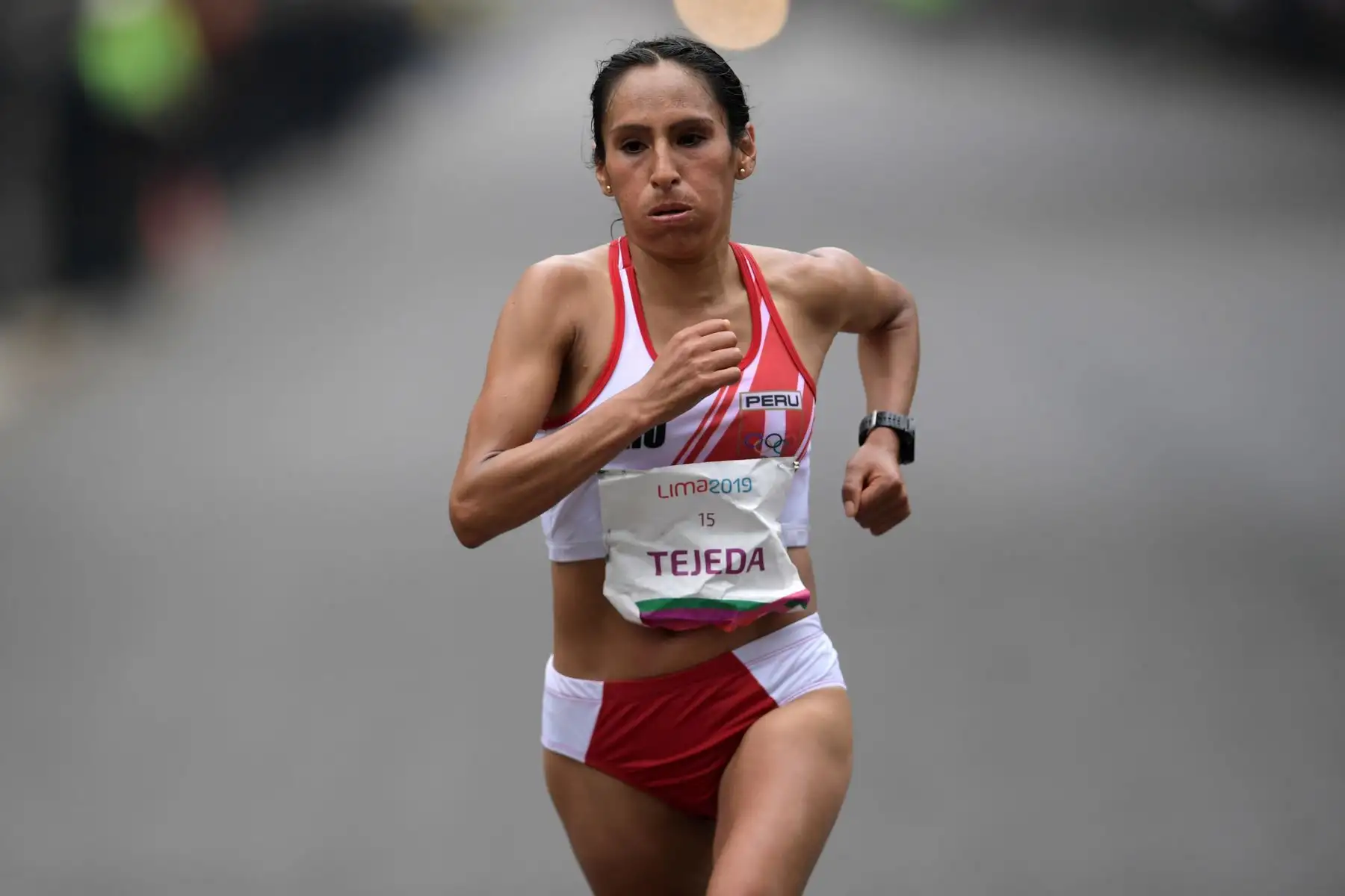 Gladys Tejeda compite en la maratón femenino en los Juegos Panamericanos Lima 2019. Foto: AFP