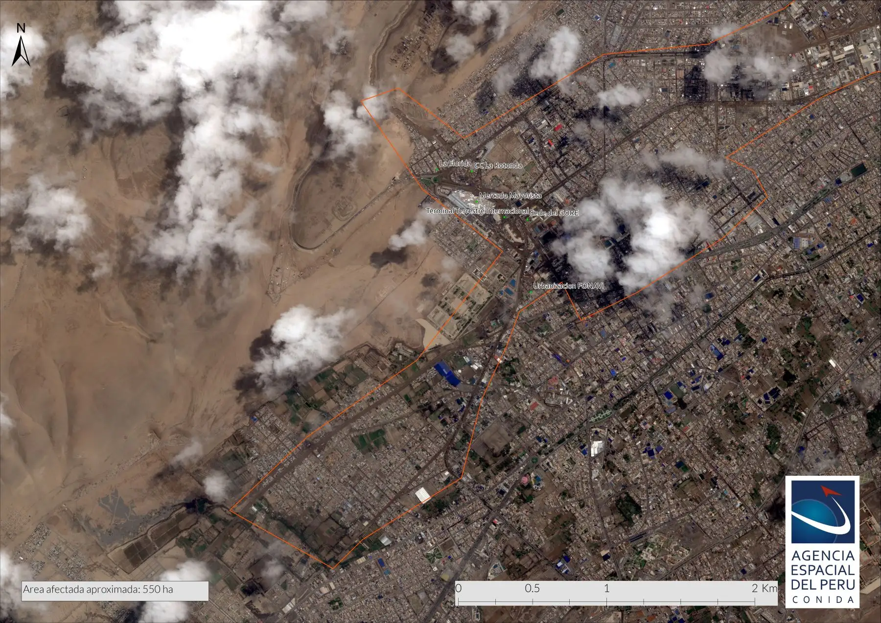Satélite PerúSAT-1 capta zona de emergencia tras huaicos en Tacna

Foto: CONIDA