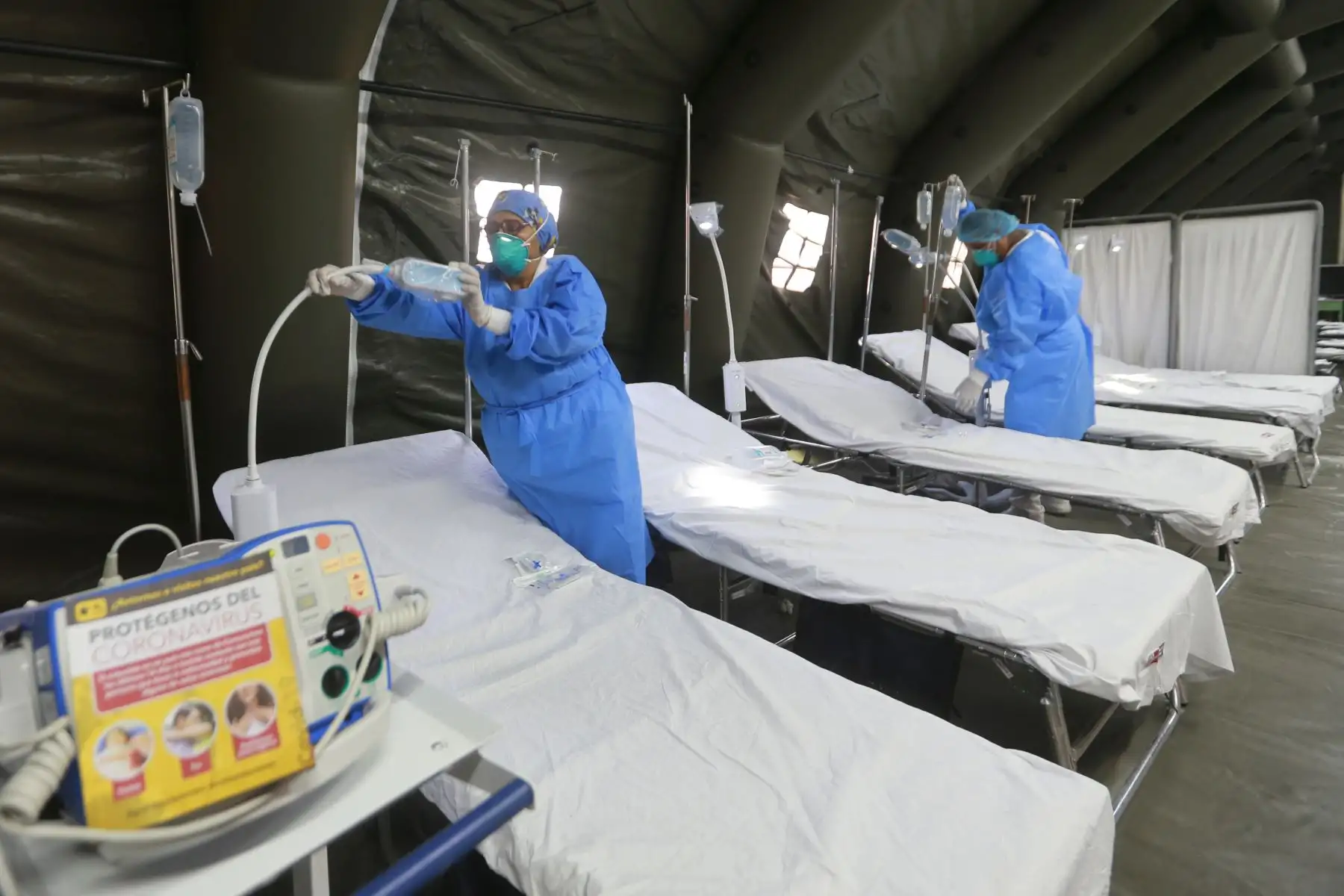 Minsa anuncia instalaciòn de hospitales moviles con instrumentos de ultima generaciòn que se  encuentran listos para alberga  posibles pacientes con el virus Covid-19, en el hospital Hipolìto Unanue. Foto: ANDINA/Jhony Laurente