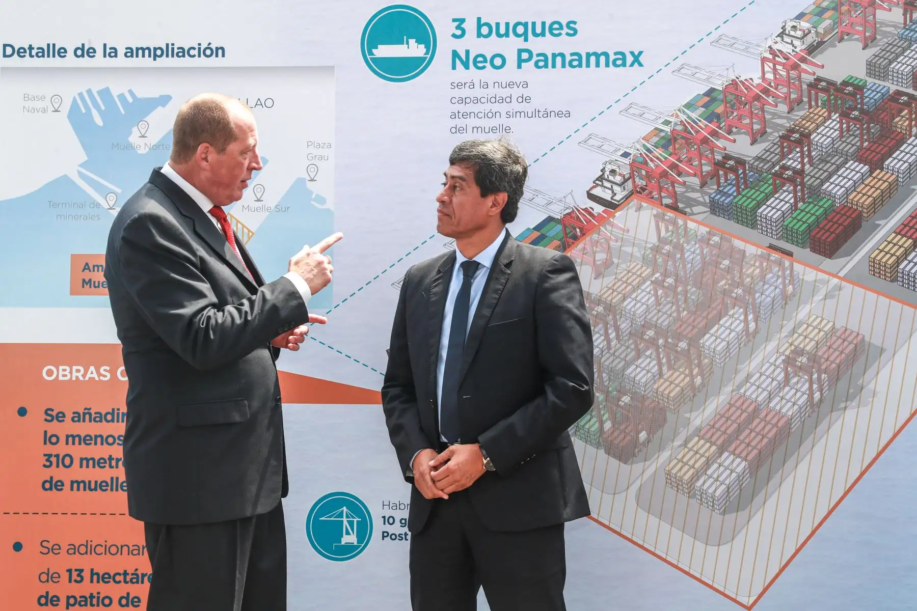 Ministerio de Transportes y Comunicacones  suscribe adenda para ampliar Muelle Sur del Terminal Portuario del Callao. Área total del terminal pasará de 27.6 hectáreas a 30.3.
Foto: MTC