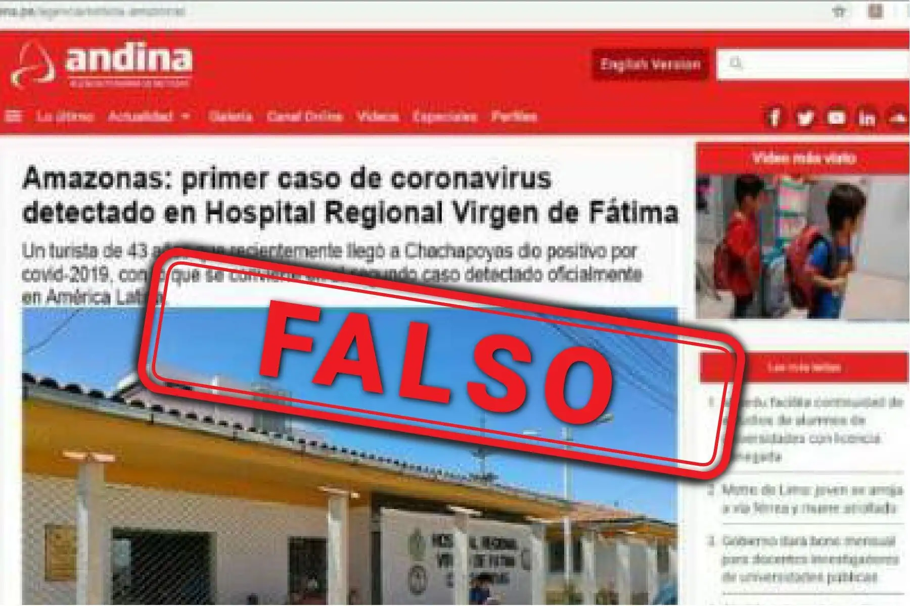No hay casos de coronavirus en Amazonas Foto: Andina