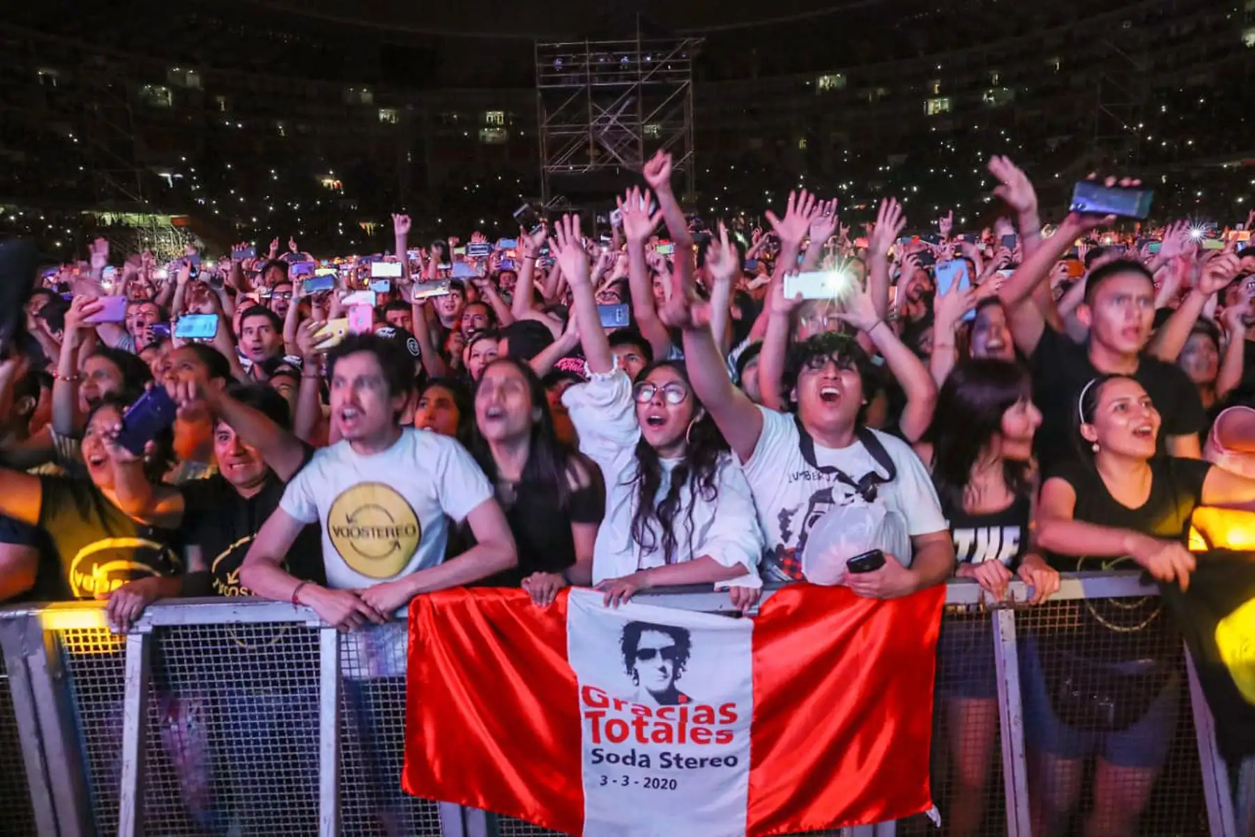 Concierto “Gracias totales”en el Estadio Nacional de Lima, con grandes invitados internacionales, en homenaje al grupo de rock histórico Soda Stereo.
Foto: ANDINA/Andrés Valle