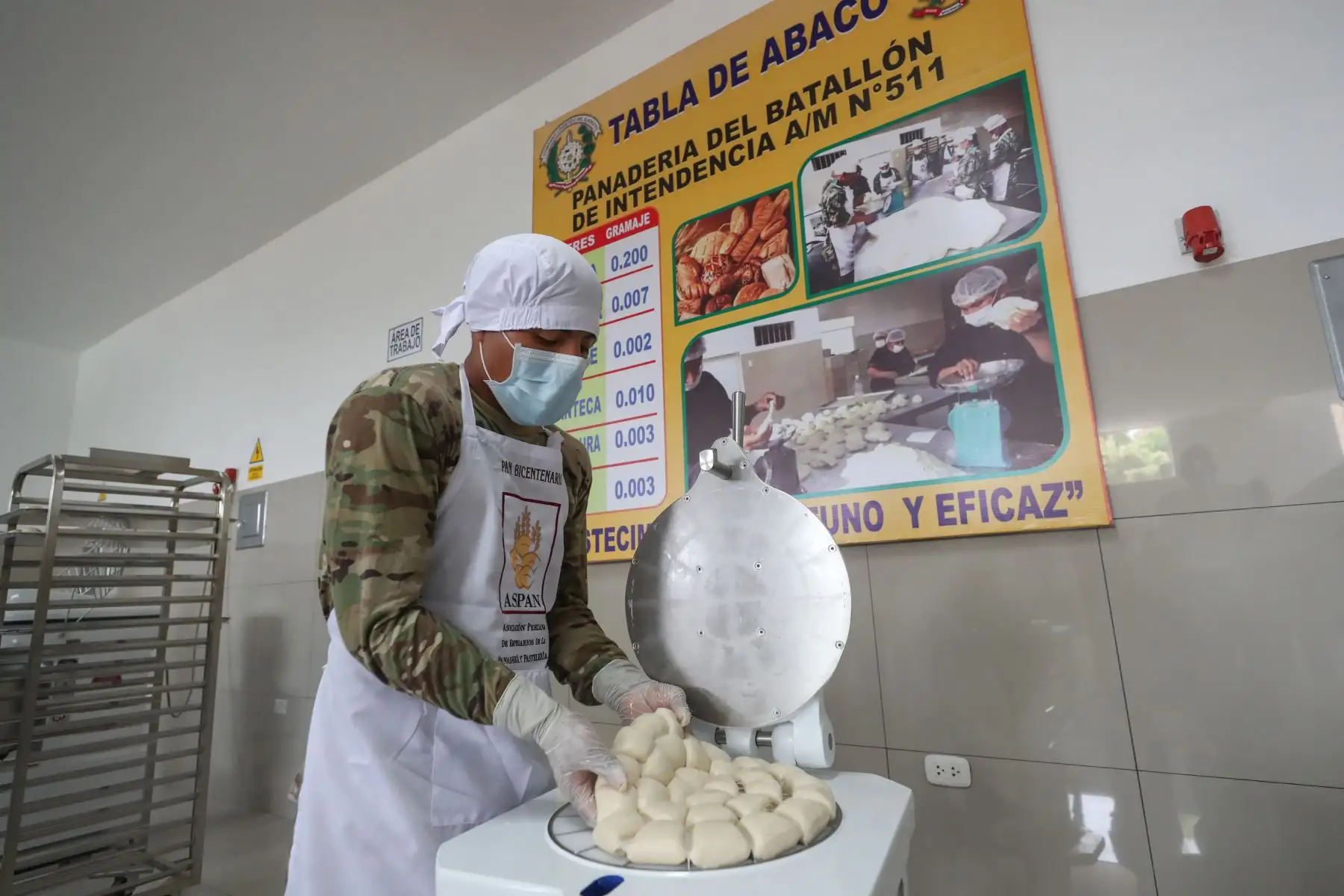 El ministro de Defensa, Walter Roger Martos Ruiz inaugura panadería en el Cuartel Bolívar del Ejercito del Perú.
Foto: Mindef